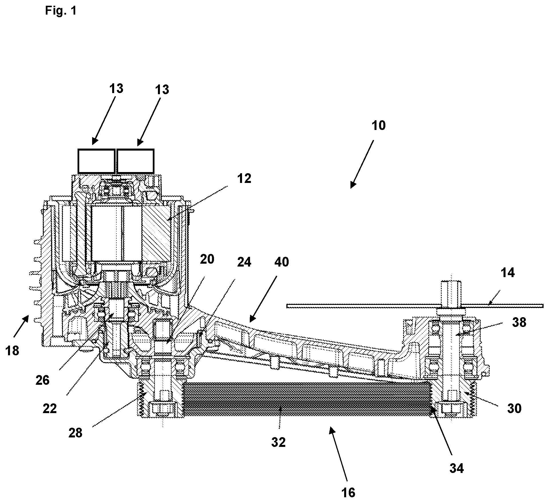 Patent US12564929 — Power tool having a first gear stage and a belt drive — Figure 1