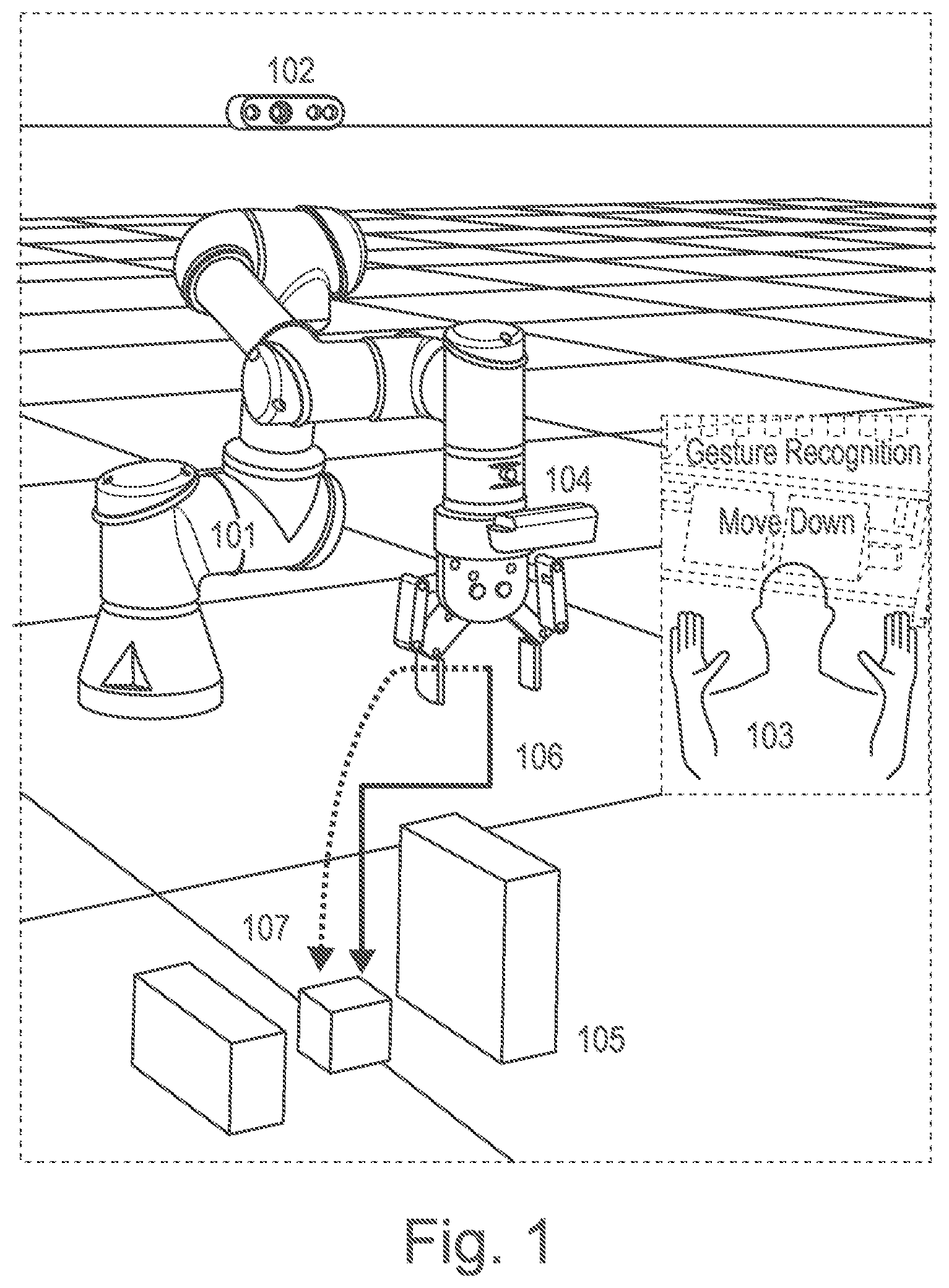 Patent US12564947 — Teaching a robot system using hand gesture control and visual-inertial-odometry — Figure 1