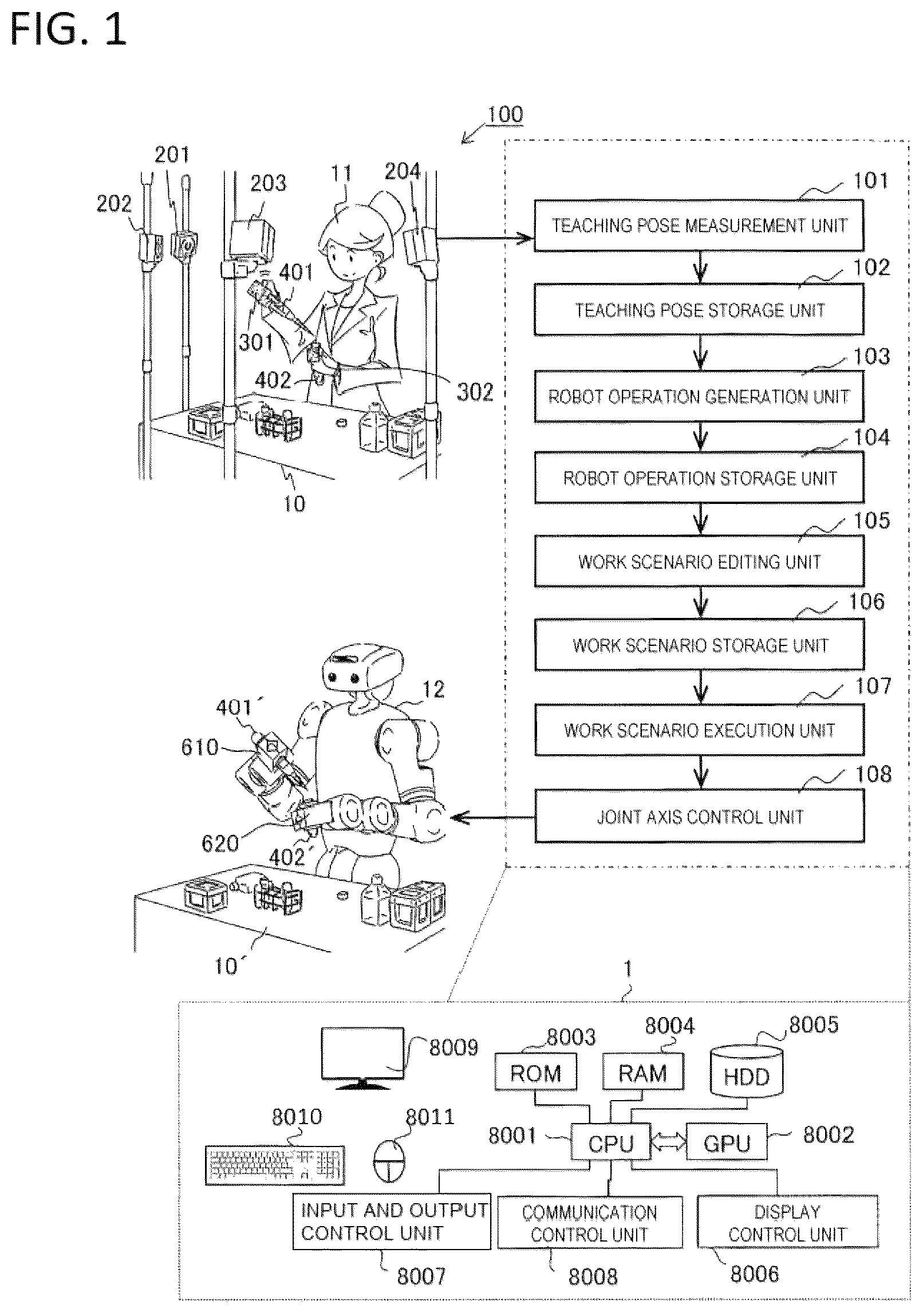 Patent US12564952 — Robot teaching device and work teaching method — Figure 1