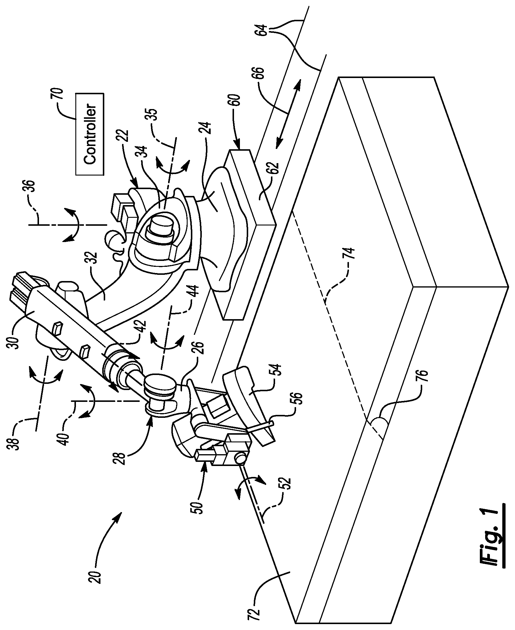 Patent US12564954 — Multi-axis robot with adjustable end of arm tool — Figure 1