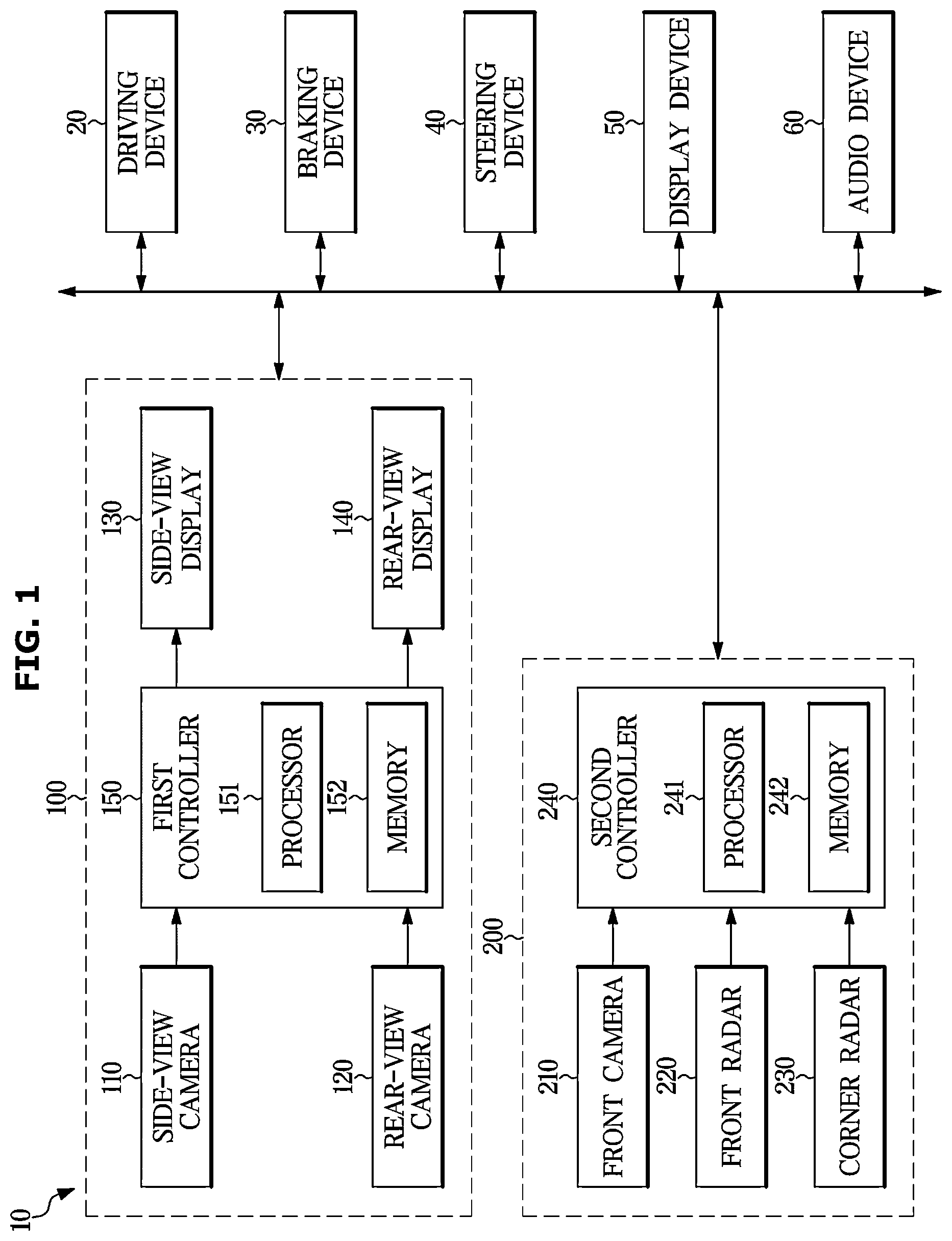 Patent US12567265 — Vehicle, control method thereof and camera monitoring apparatus — Figure 1