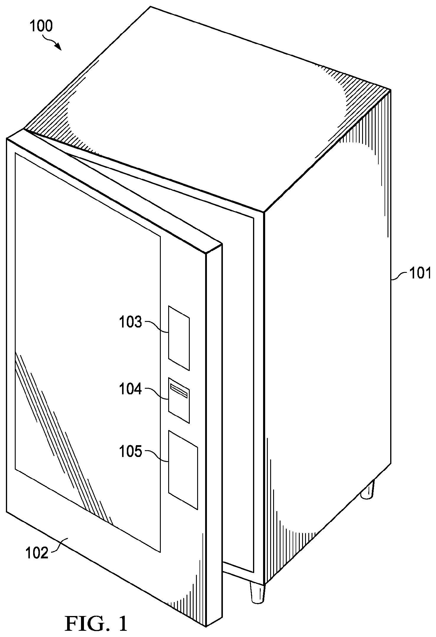 Patent US12567300 — Vending machine product delivery system with variable retrieval speed — Figure 1