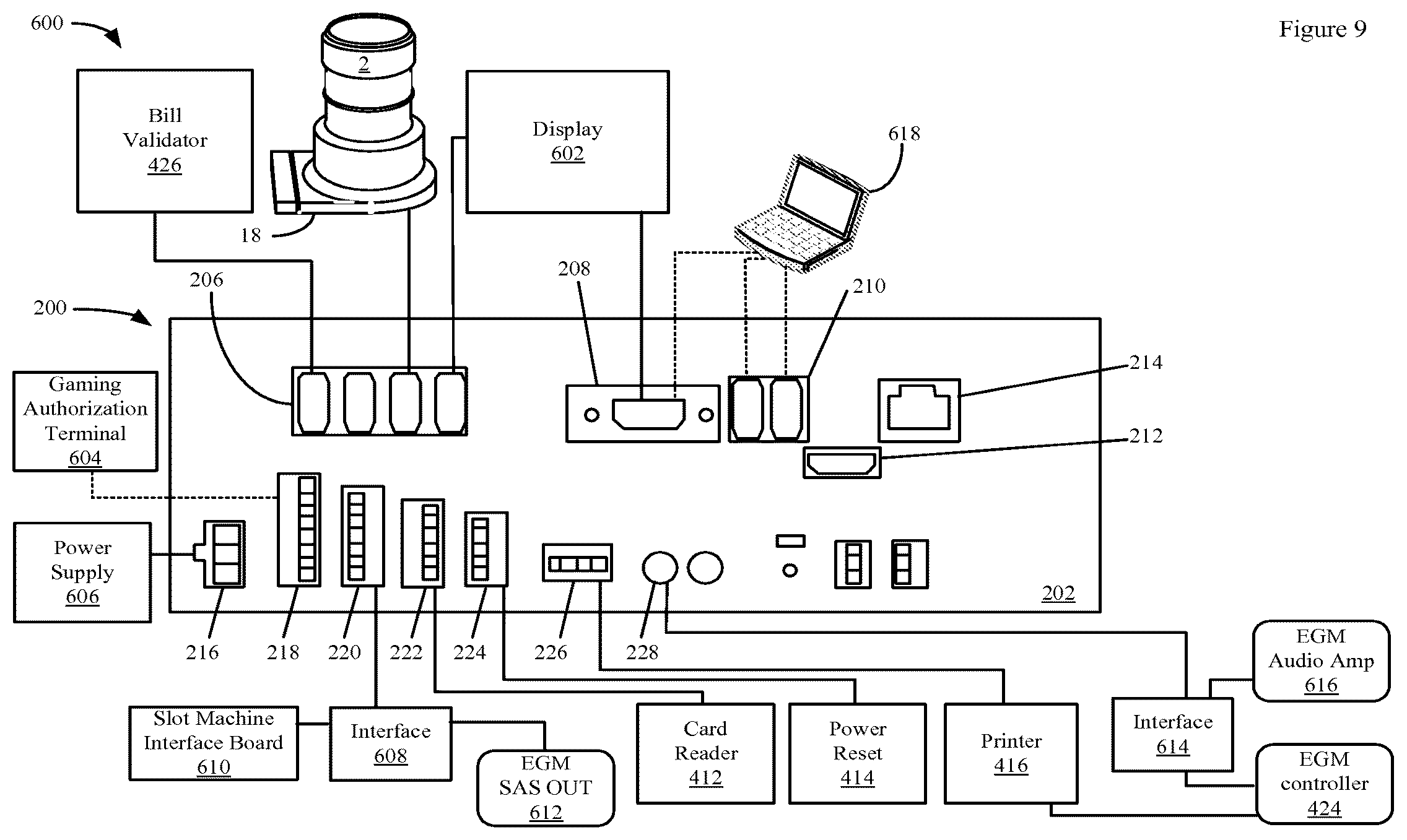 Patent US12567306 Figure 10 – Lottery games on an electronic gaming machine