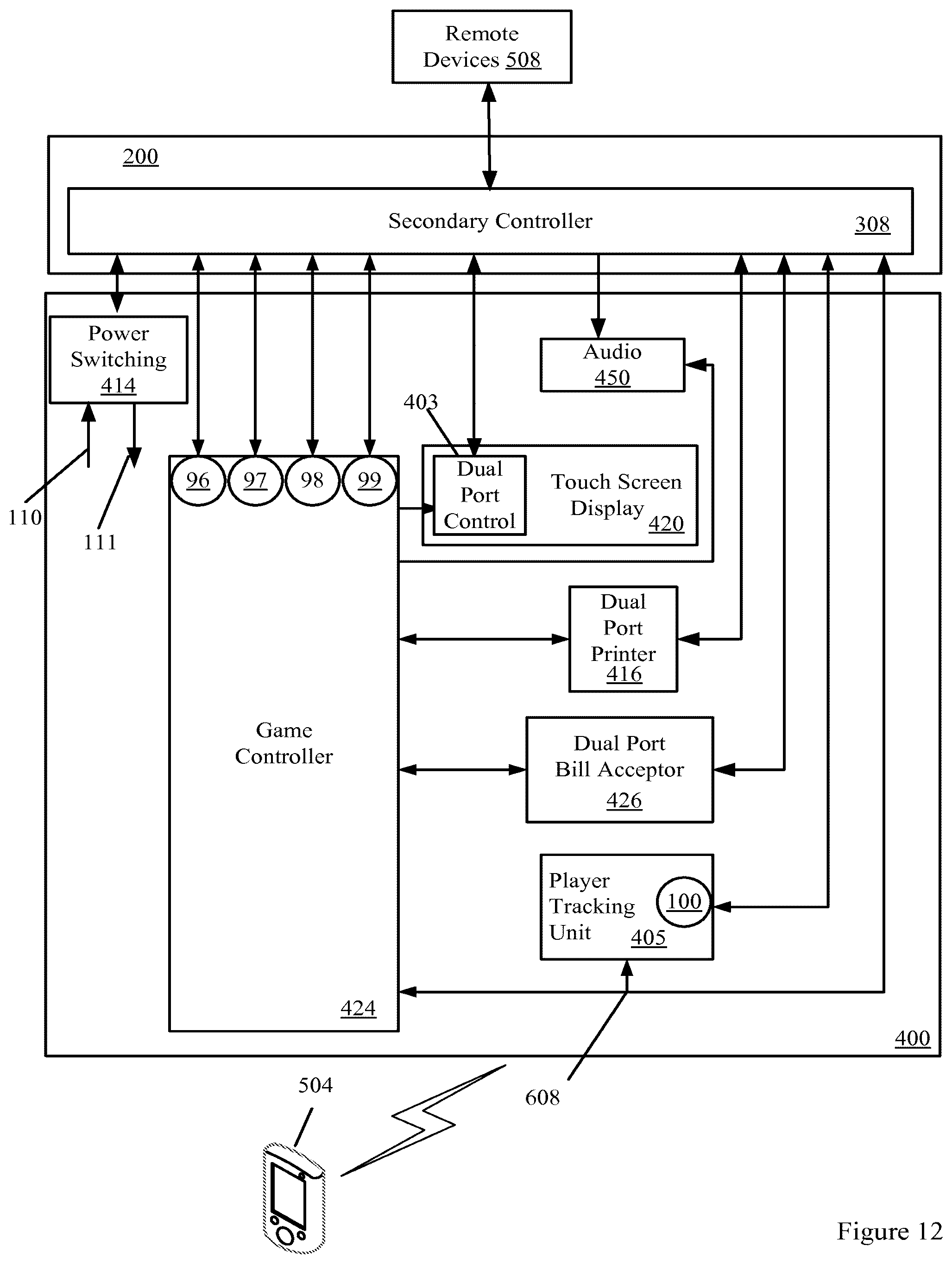 Patent US12567306 Figure 13 – Lottery games on an electronic gaming machine