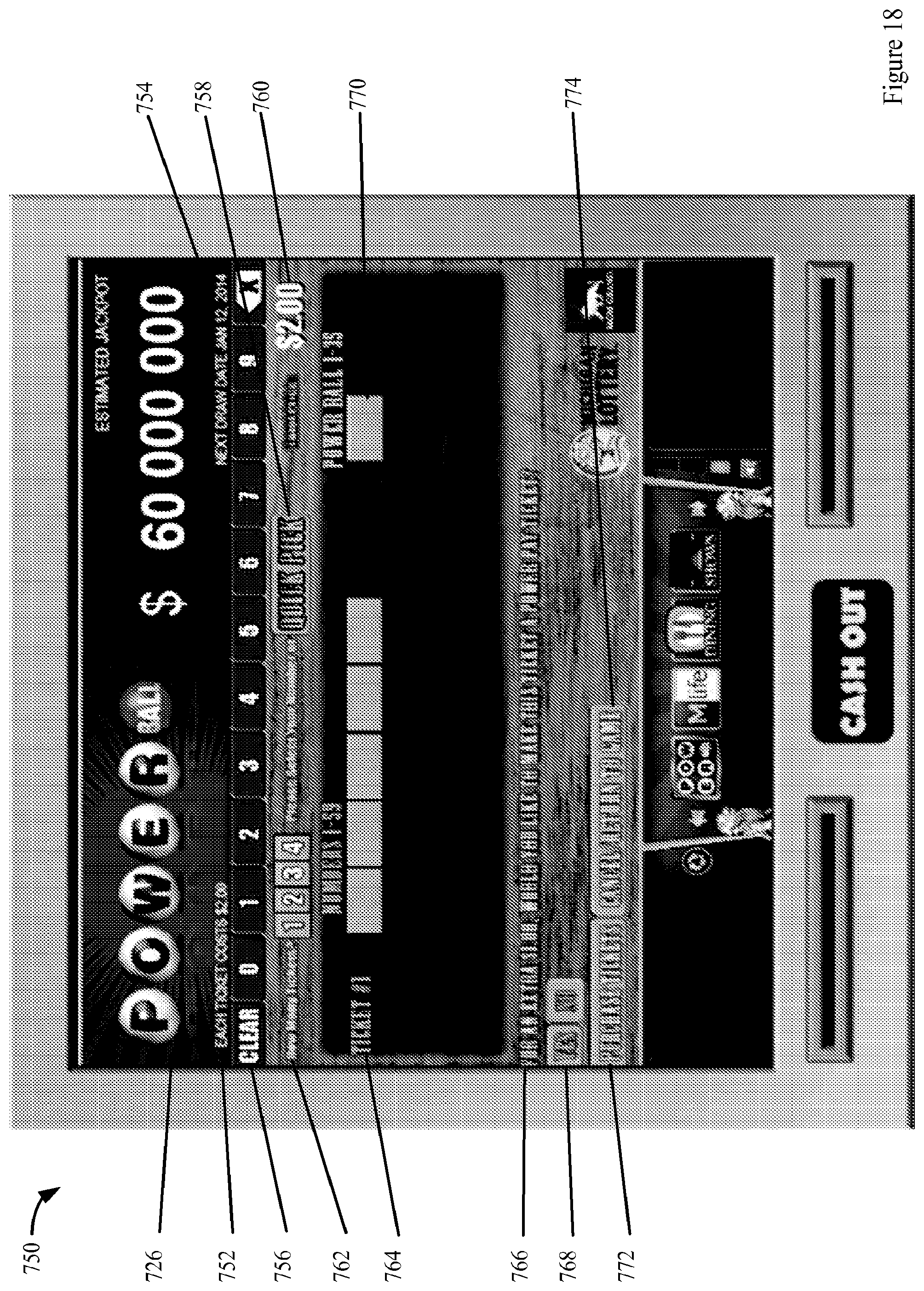 Patent US12567306 Figure 19 – Lottery games on an electronic gaming machine