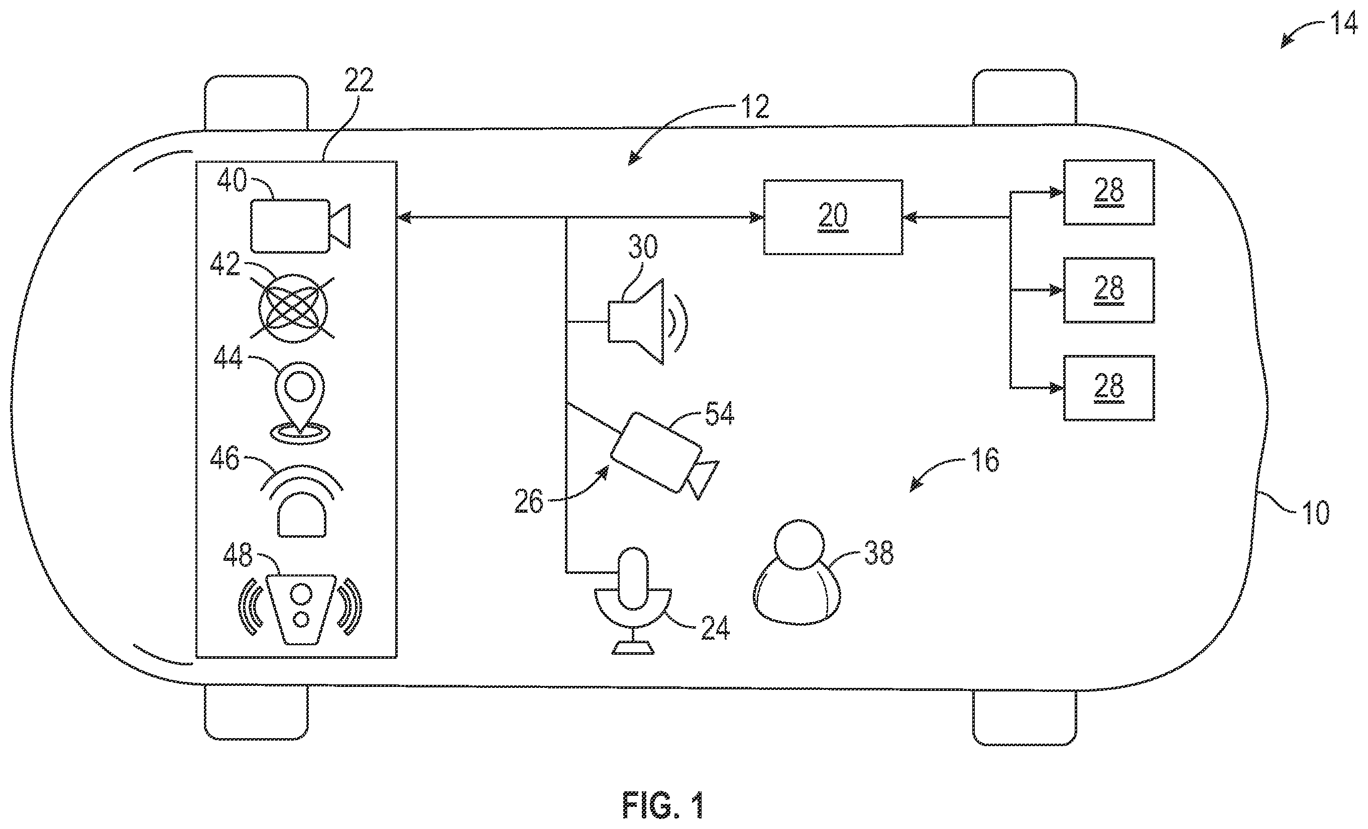Patent US12567406 — Voice recognition system based on an intended action of an occupant — Figure 1