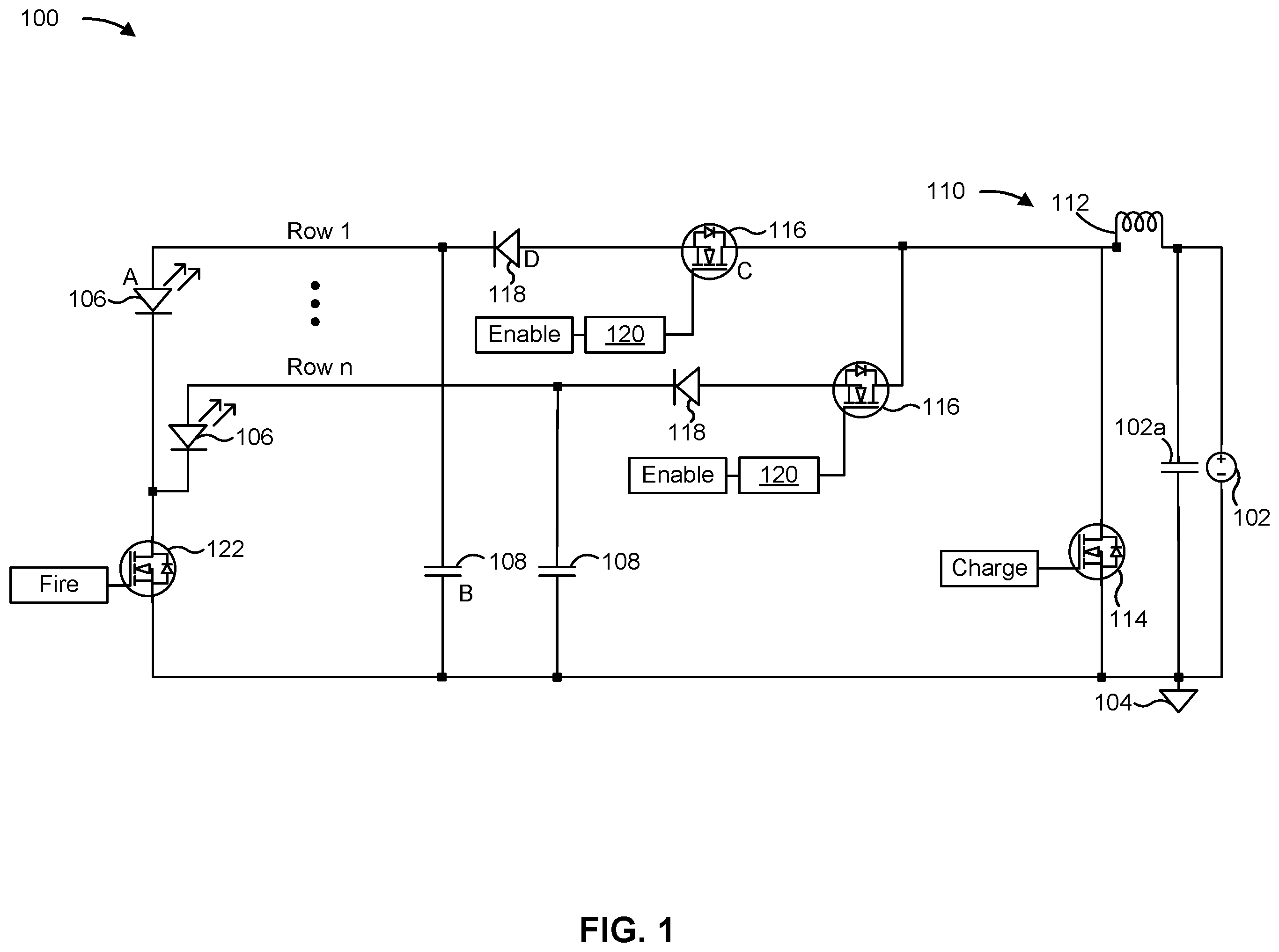 Patent US12567720 — Driver circuit for an addressable array of optical emitters — Figure 1