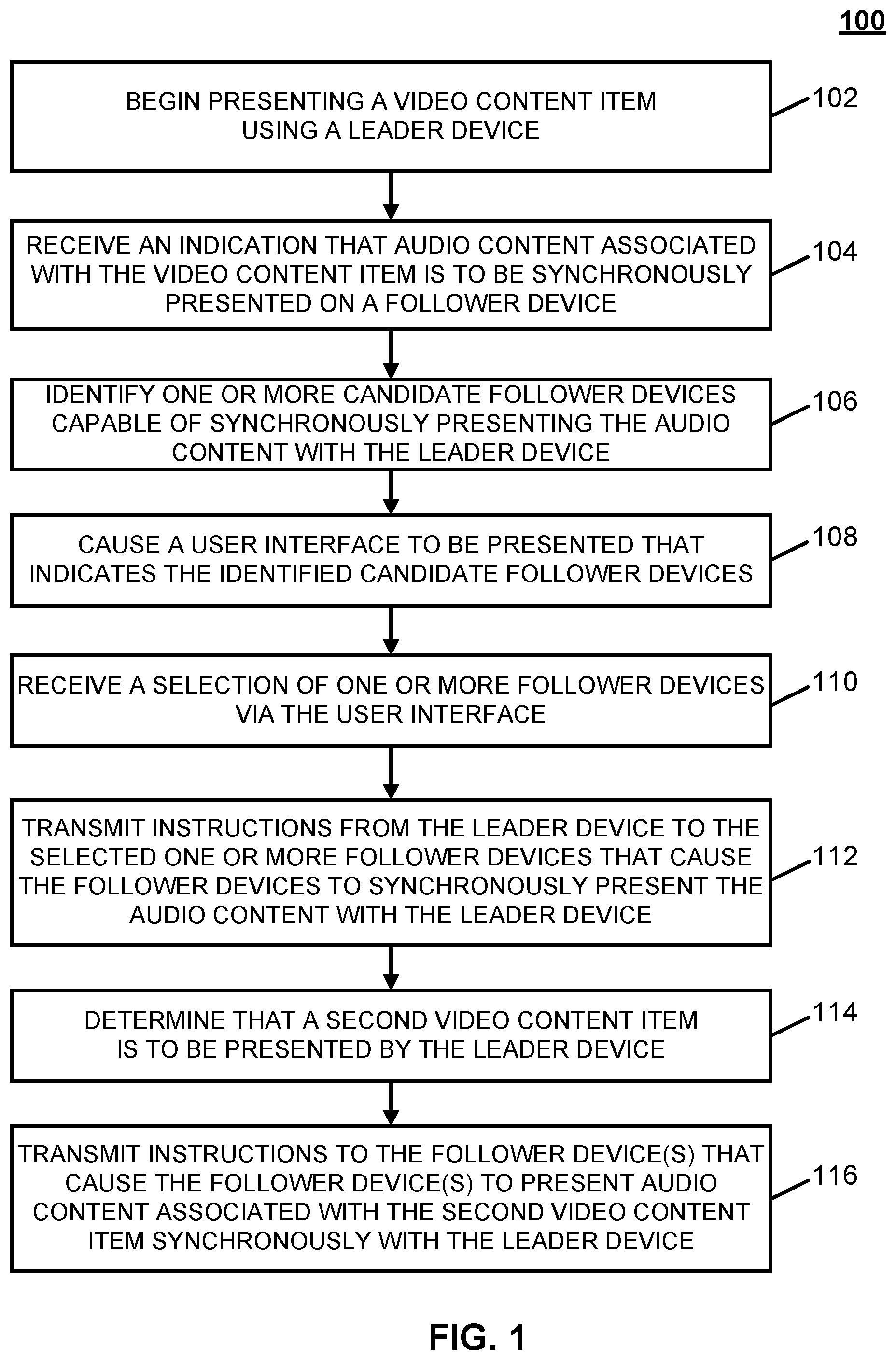 Patent US12568283 — Methods, systems, and media for providing dynamic media sessions with audio stream expansion features — Figure 1