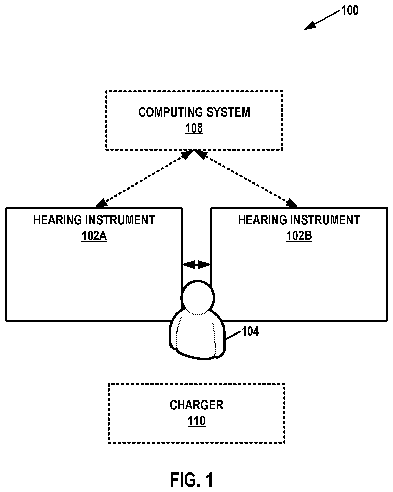 Patent US12568339 — Curved acoustic path for hearing instruments — Figure 1