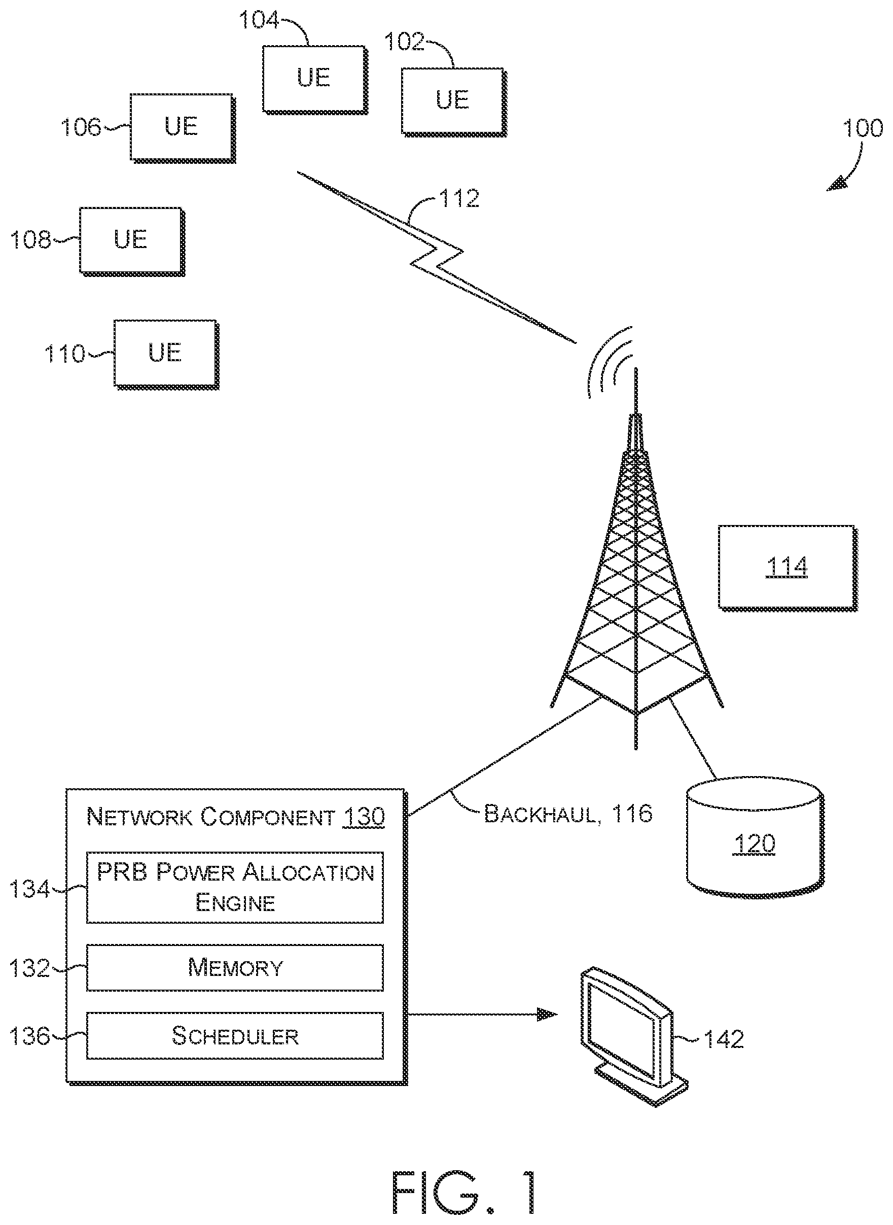 Patent US12568443 Figure 1 – Network operator controlled power update for physical resource blocks