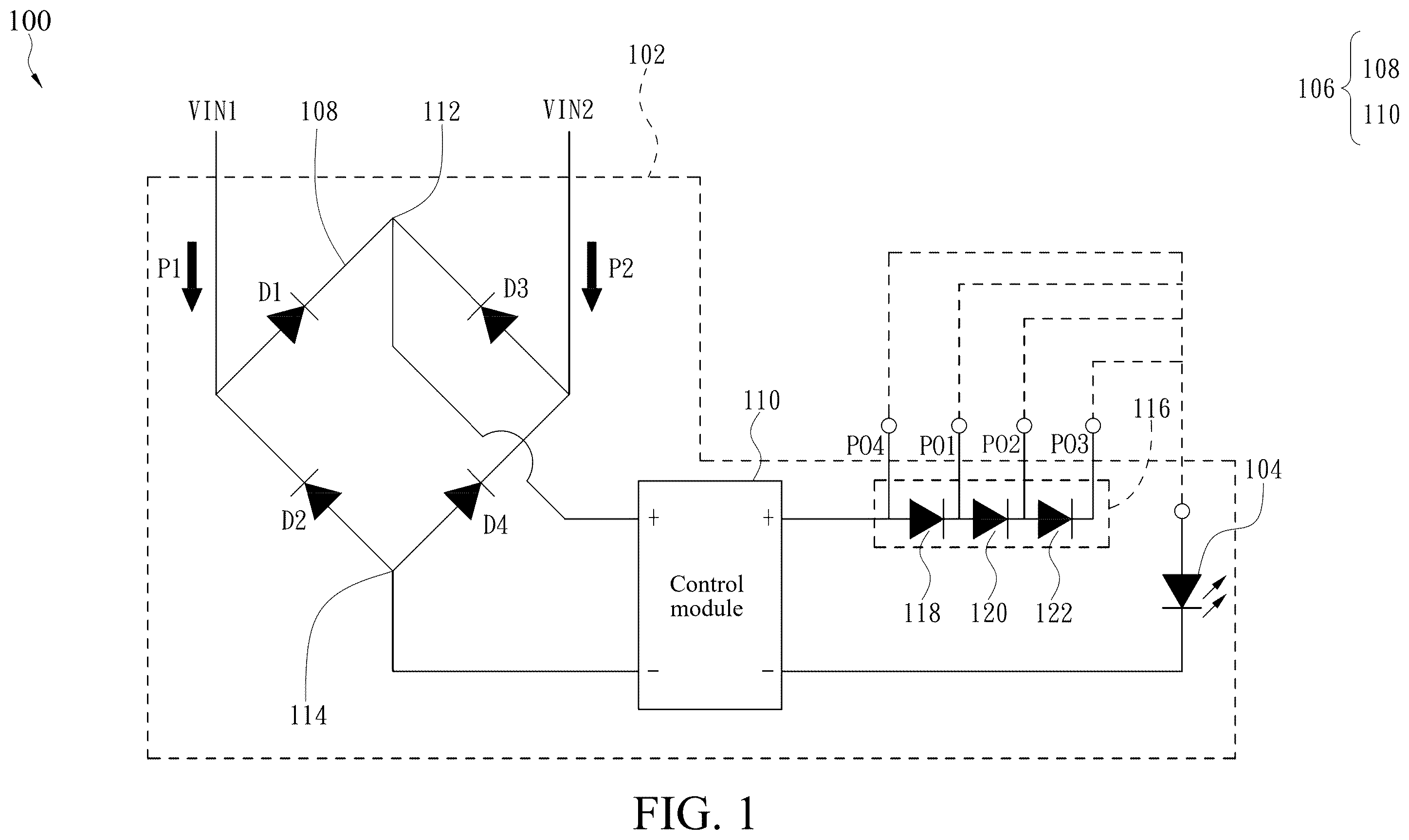 Patent US12568563 — Non-polar light-emitting diode control chip — Figure 1