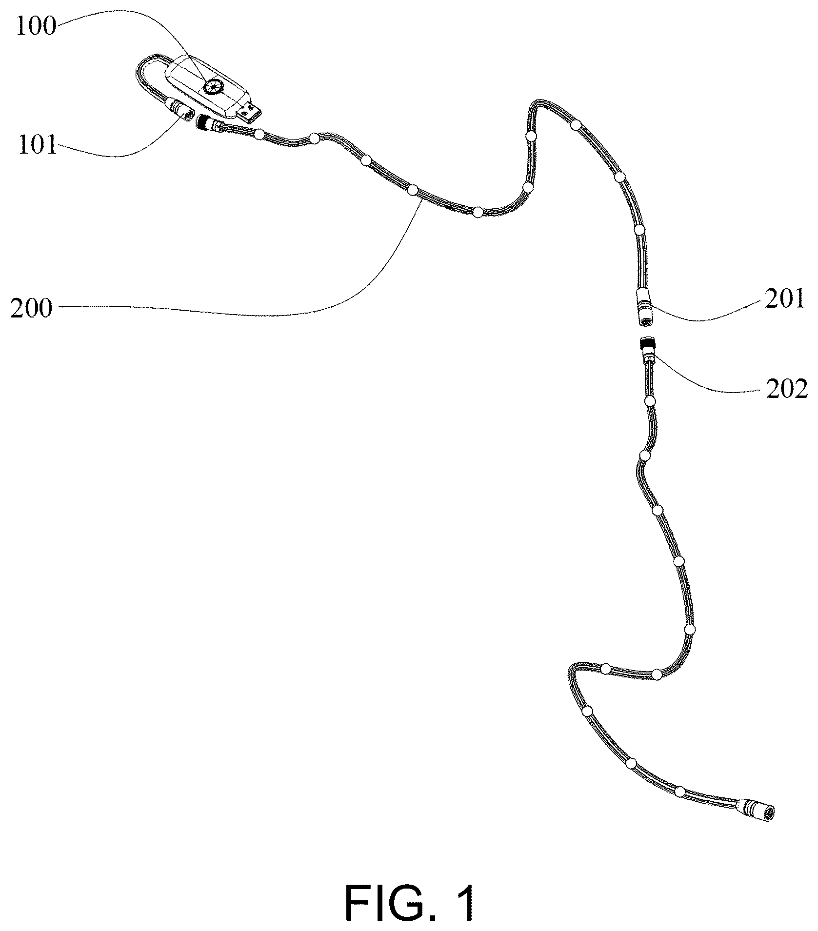 Patent US12568568 — Three-wire LED addressable online, three-wire continuous LED light string set, and online addressing method thereof — Figure 1
