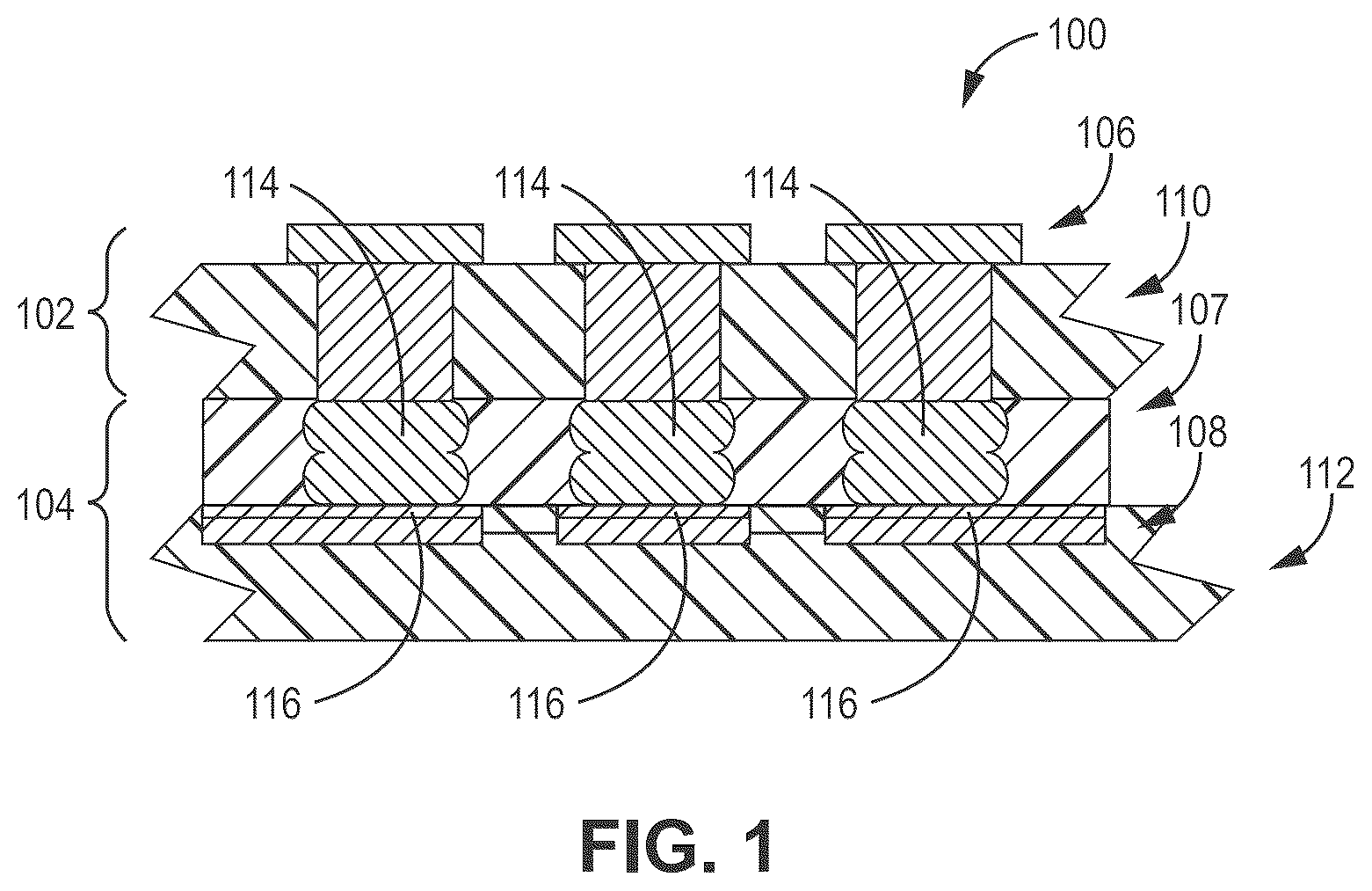 Patent US12568576 — Stud bumped printed circuit assembly — Figure 1