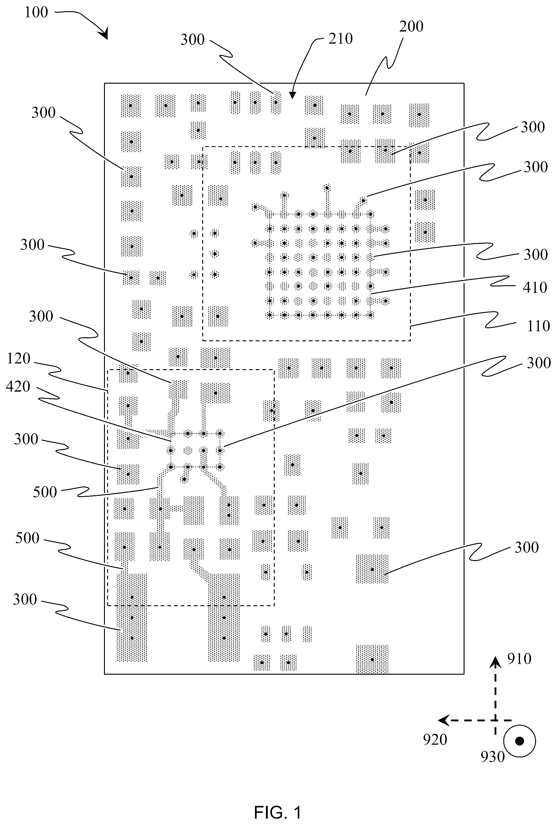 Patent US12568588 Figure 1 – Circuit board with a partial solder-mask and at least one conformal-coating