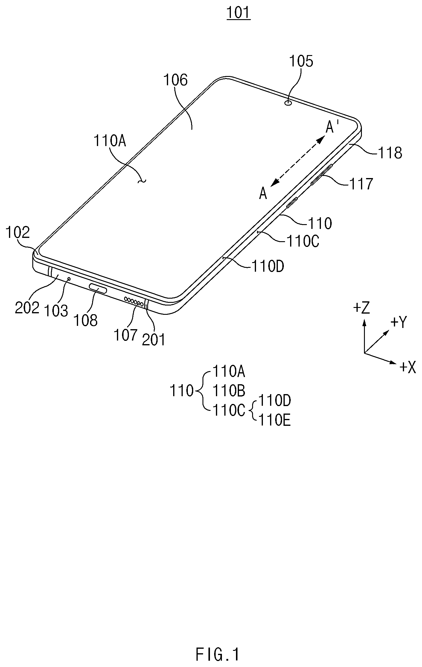 Patent US12568592 — Conductive member having elasticity and electronic device including the same — Figure 1