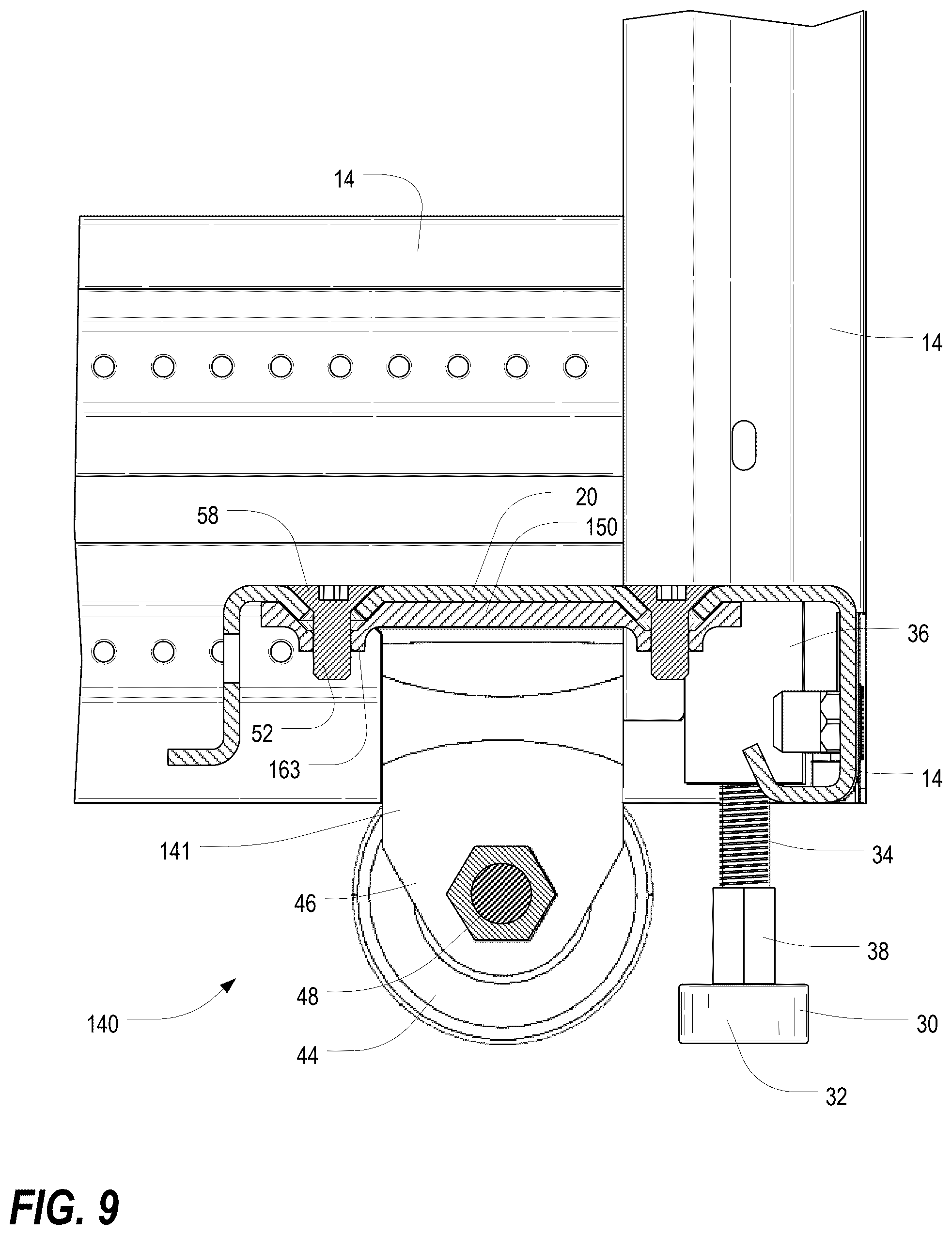 Patent US12568594 Figure 10 – Caster attachment system using mating features
