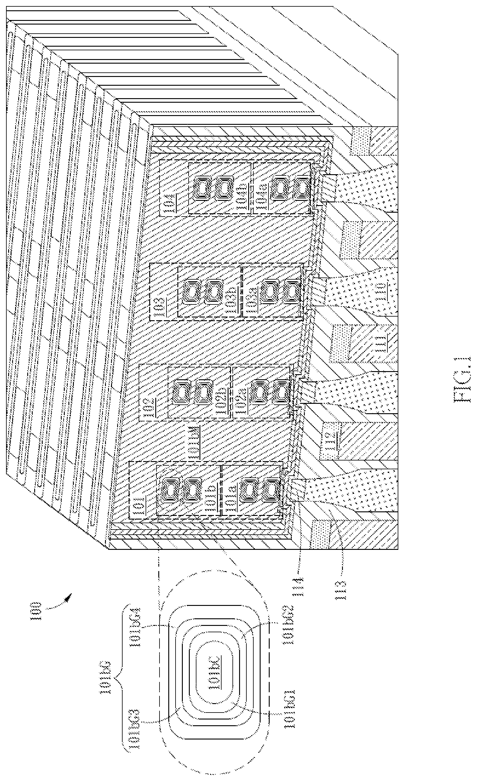 Patent US12568651 — Semiconductor structure having stacked gates and method of manufacture thereof — Figure 1