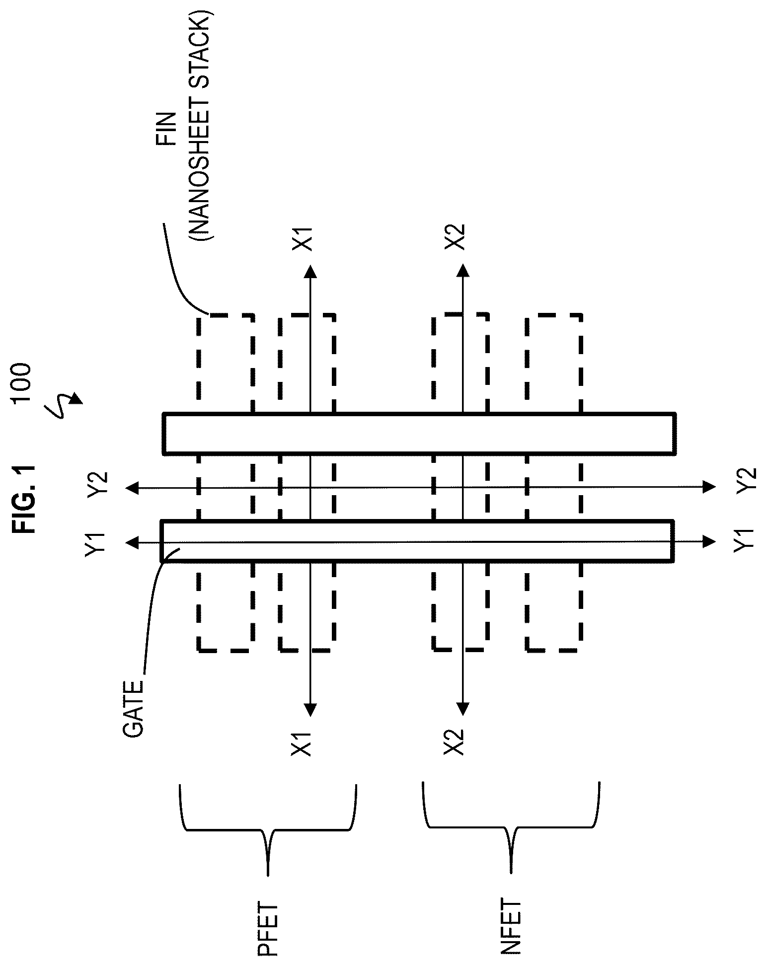 Patent US12568683 — Single stack dual channel gate-all-around nanosheet with strained PFET and bottom dielectric isolation NFET — Figure 1