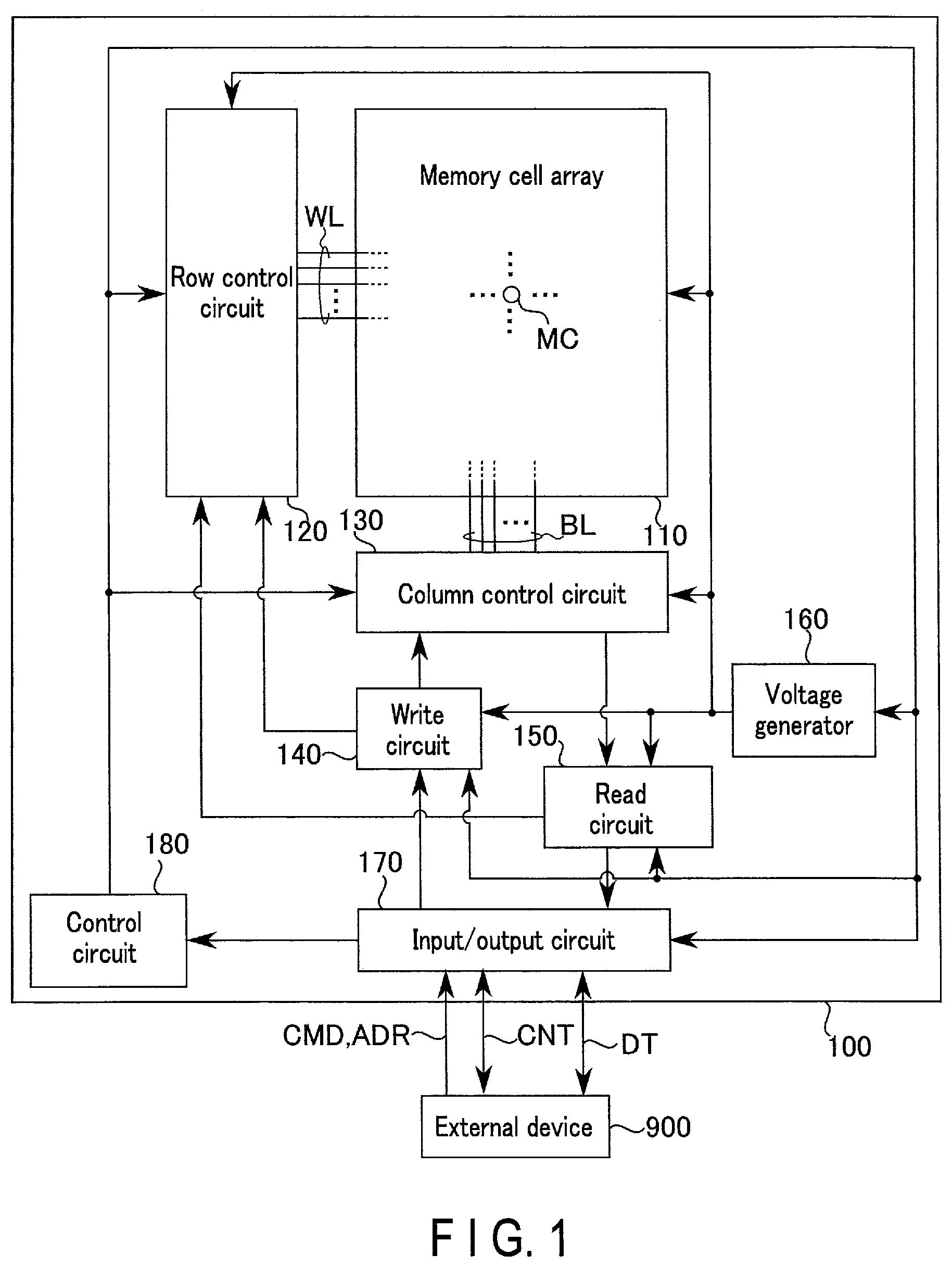 Patent US12568769 — Memory device having a first layer disposed between a memory element and a switching element thereof — Figure 1