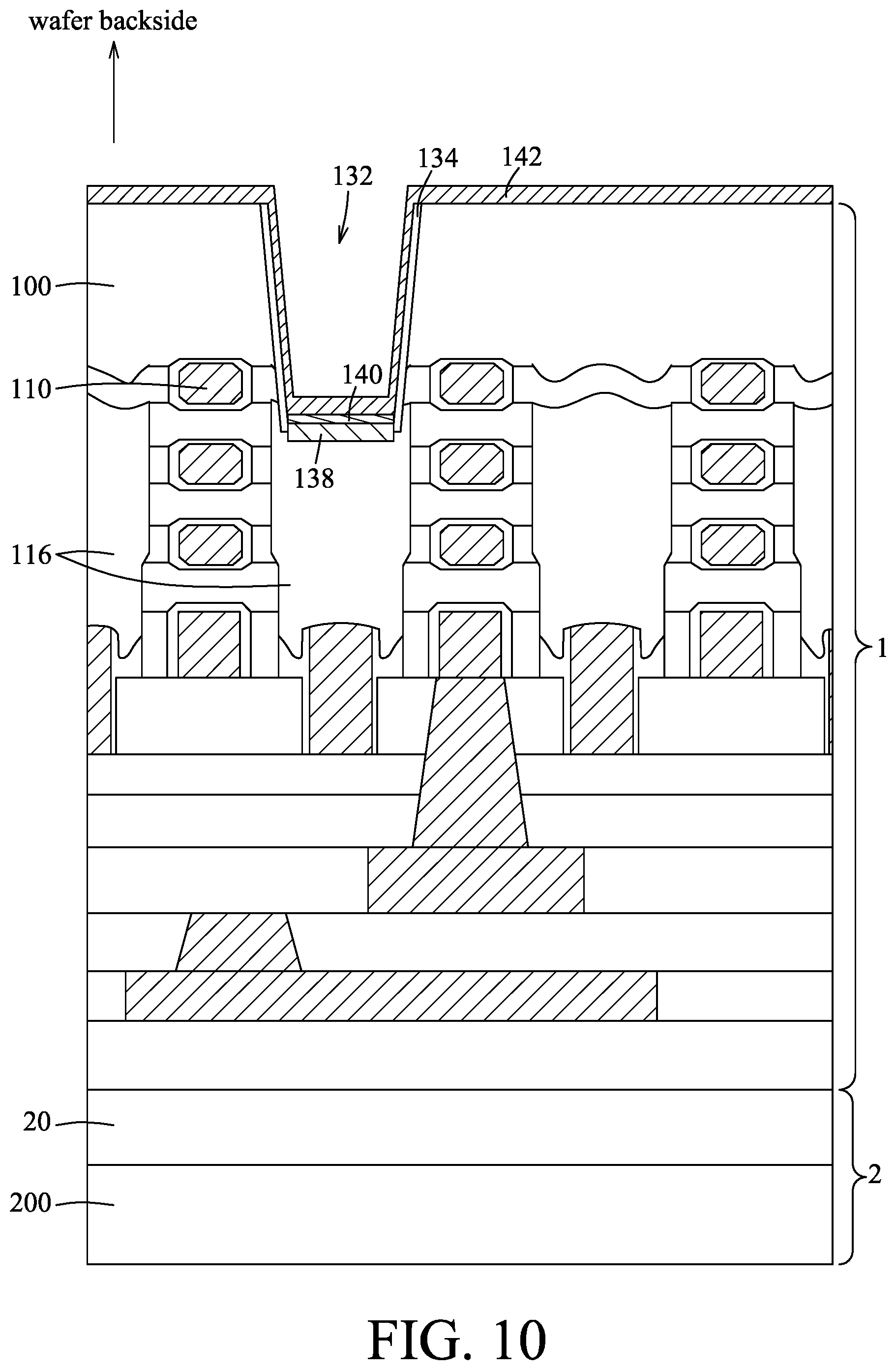 Patent US12568775 Figure 10 – Method for forming a memory device at a backside of a wafer substrate, and memory cell including a memory device at a backside of a wafer substrate