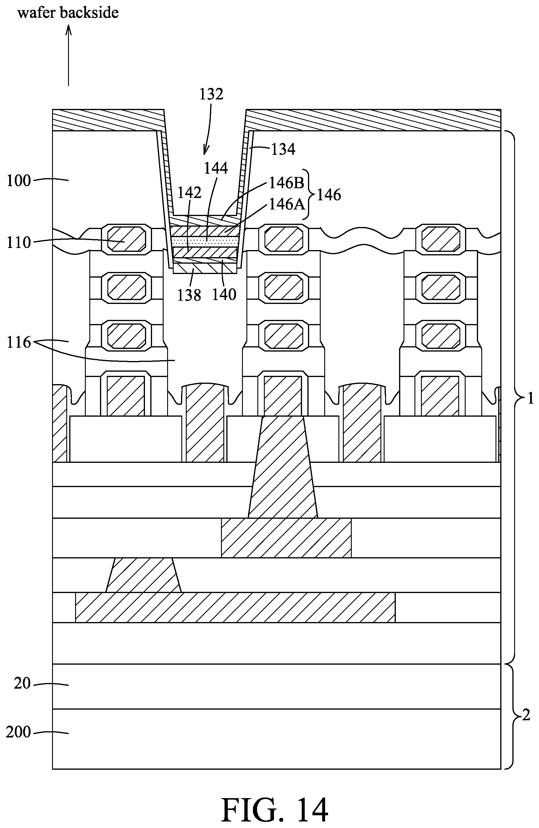 Patent US12568775 Figure 14 – Method for forming a memory device at a backside of a wafer substrate, and memory cell including a memory device at a backside of a wafer substrate