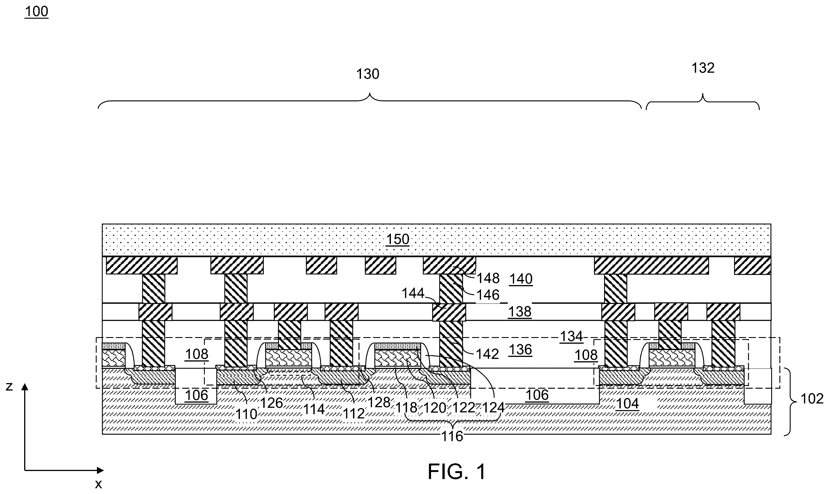 Patent US12568812 — Back-end-of-line CMOS inverter having twin channels and one gate electrode and methods of forming the same — Figure 1