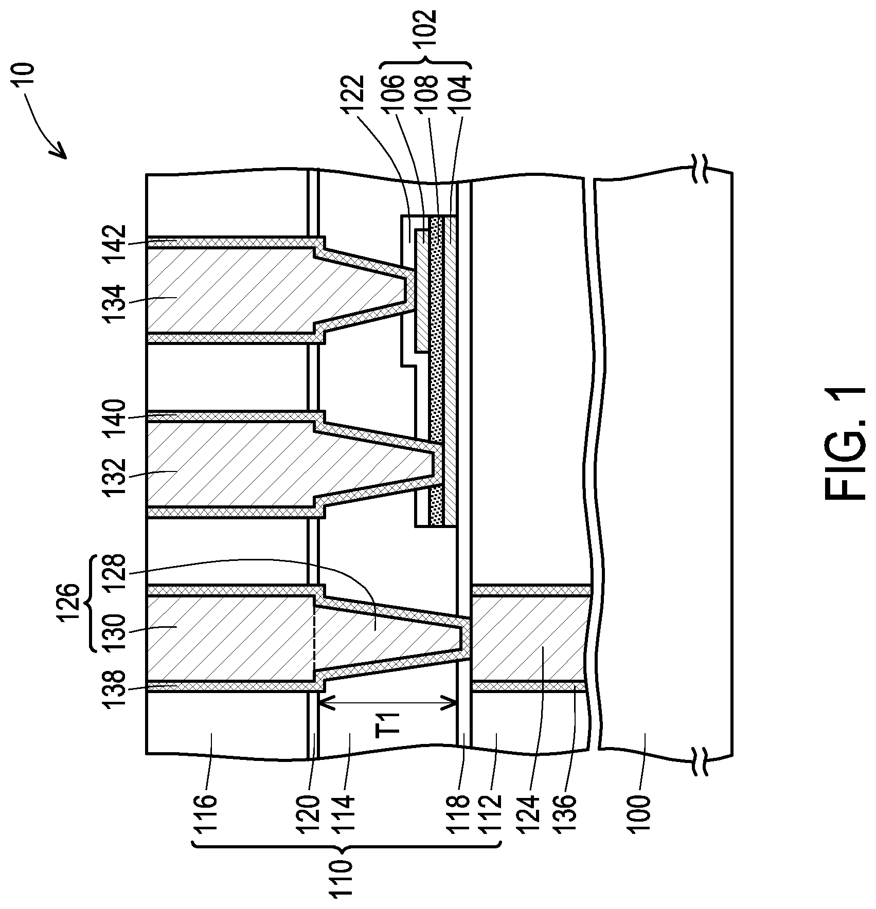Patent US12568819 Figure 1 – Semiconductor structure