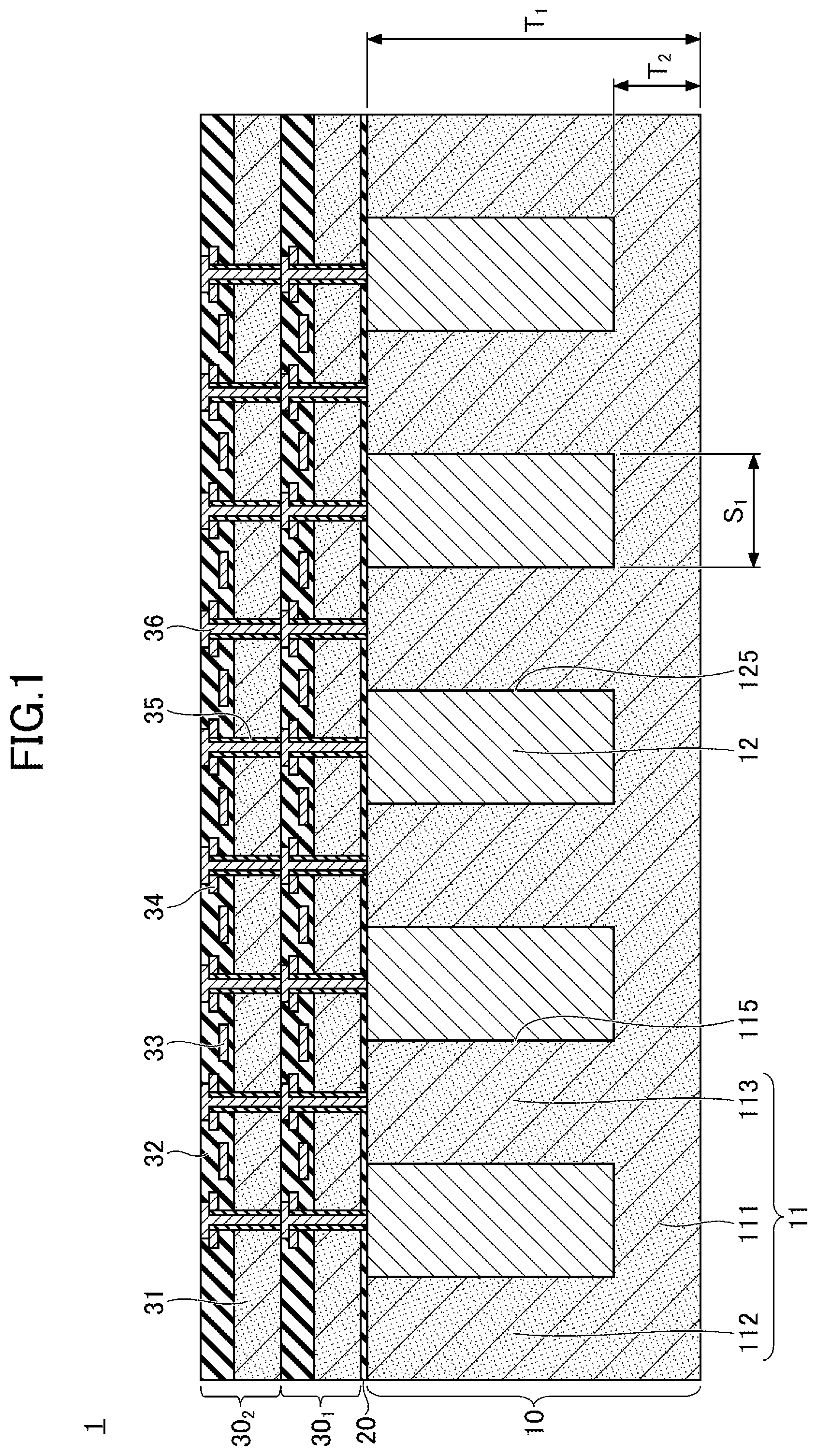 Patent US12568833 Figure 1 – Semiconductor device having wiring part without being exposed from substrate