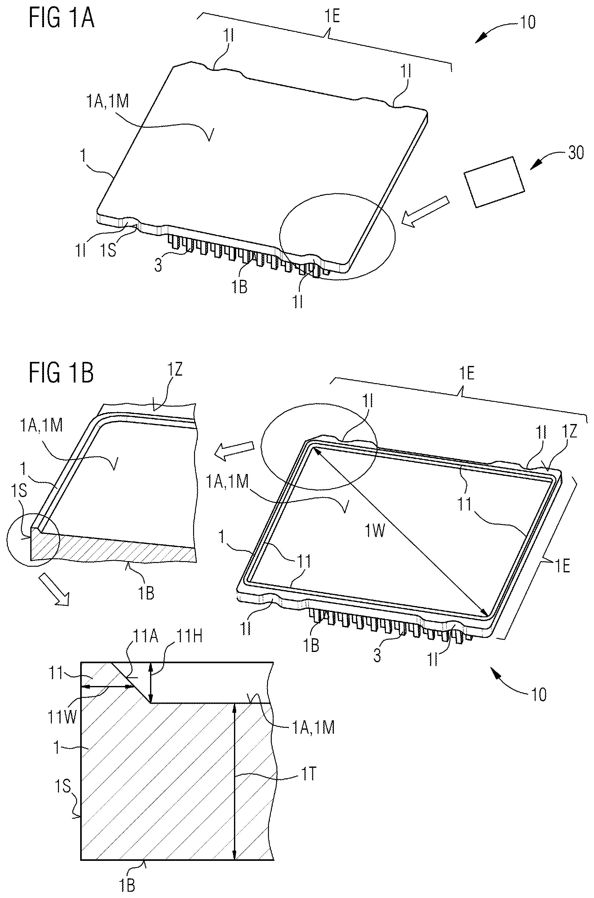 Patent US12568838 Figure 1 – Base plate having sidewall, power semiconductor module comprising the base plate and method for producing the base plate
