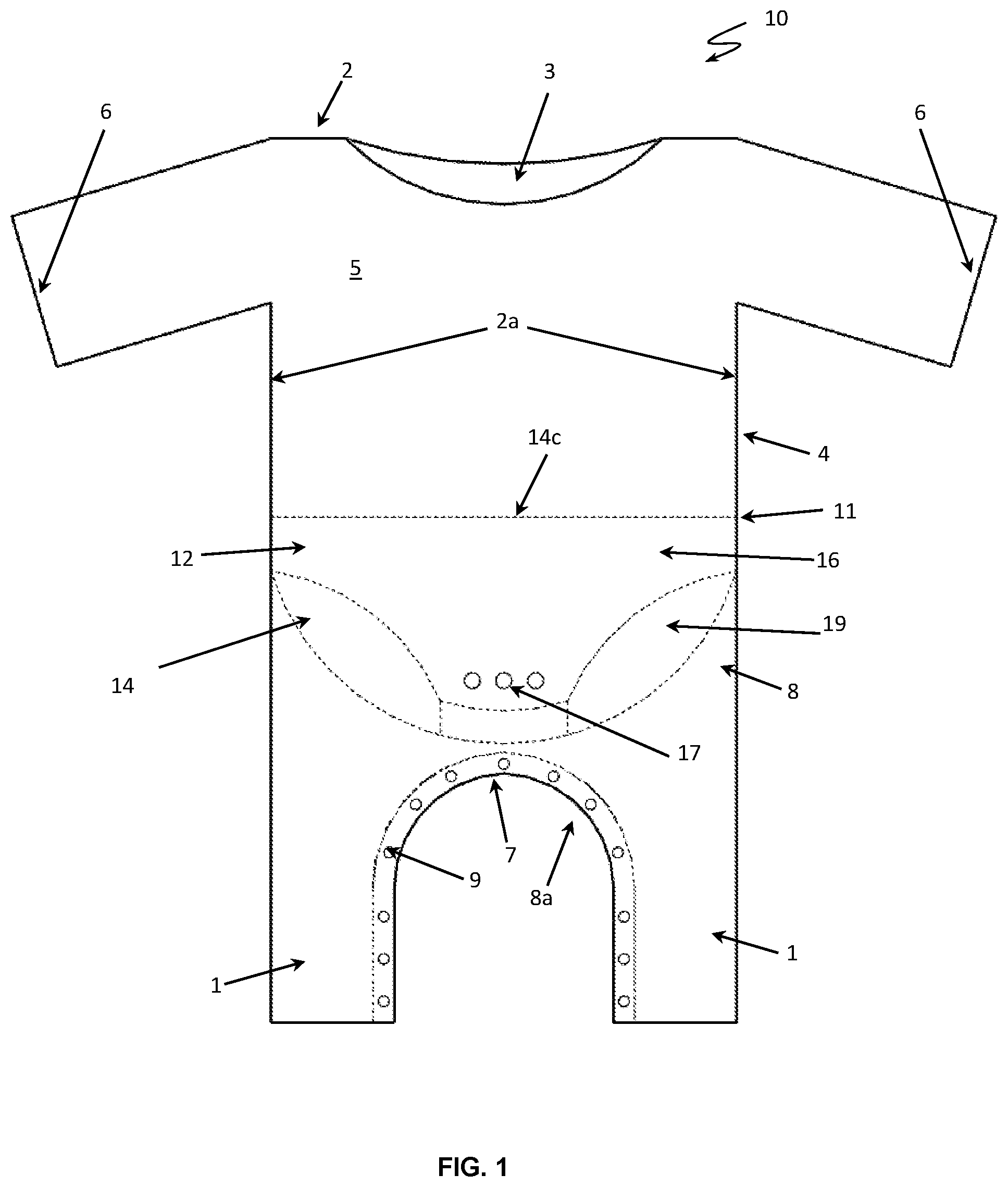 Patent US12569013 — Garment with diaper support — Figure 1