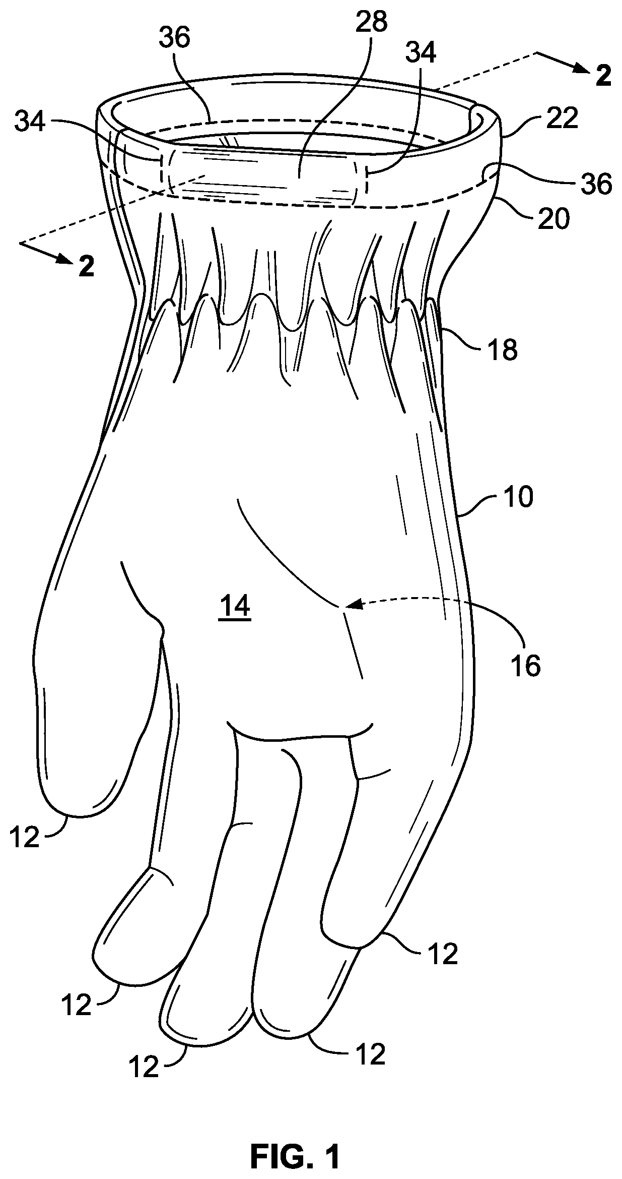 Patent US12569019 — Glove construction — Figure 1