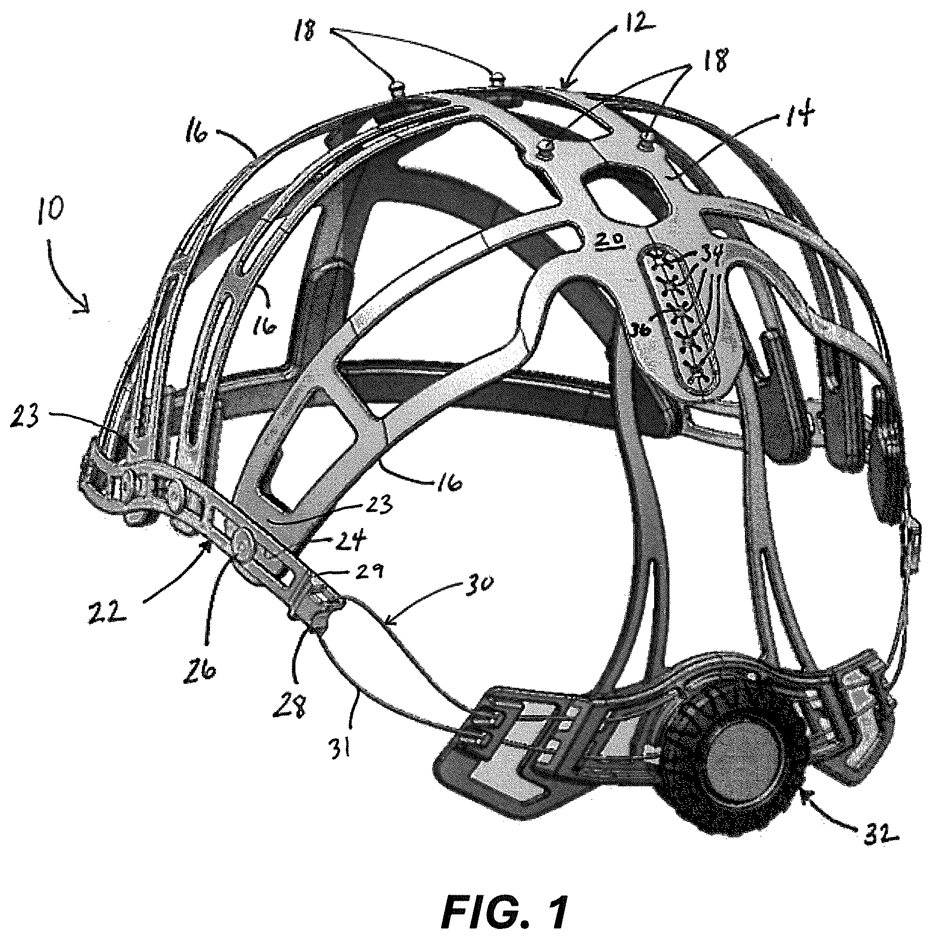 Patent US12569023 — Adjustable helmet liner system — Figure 1
