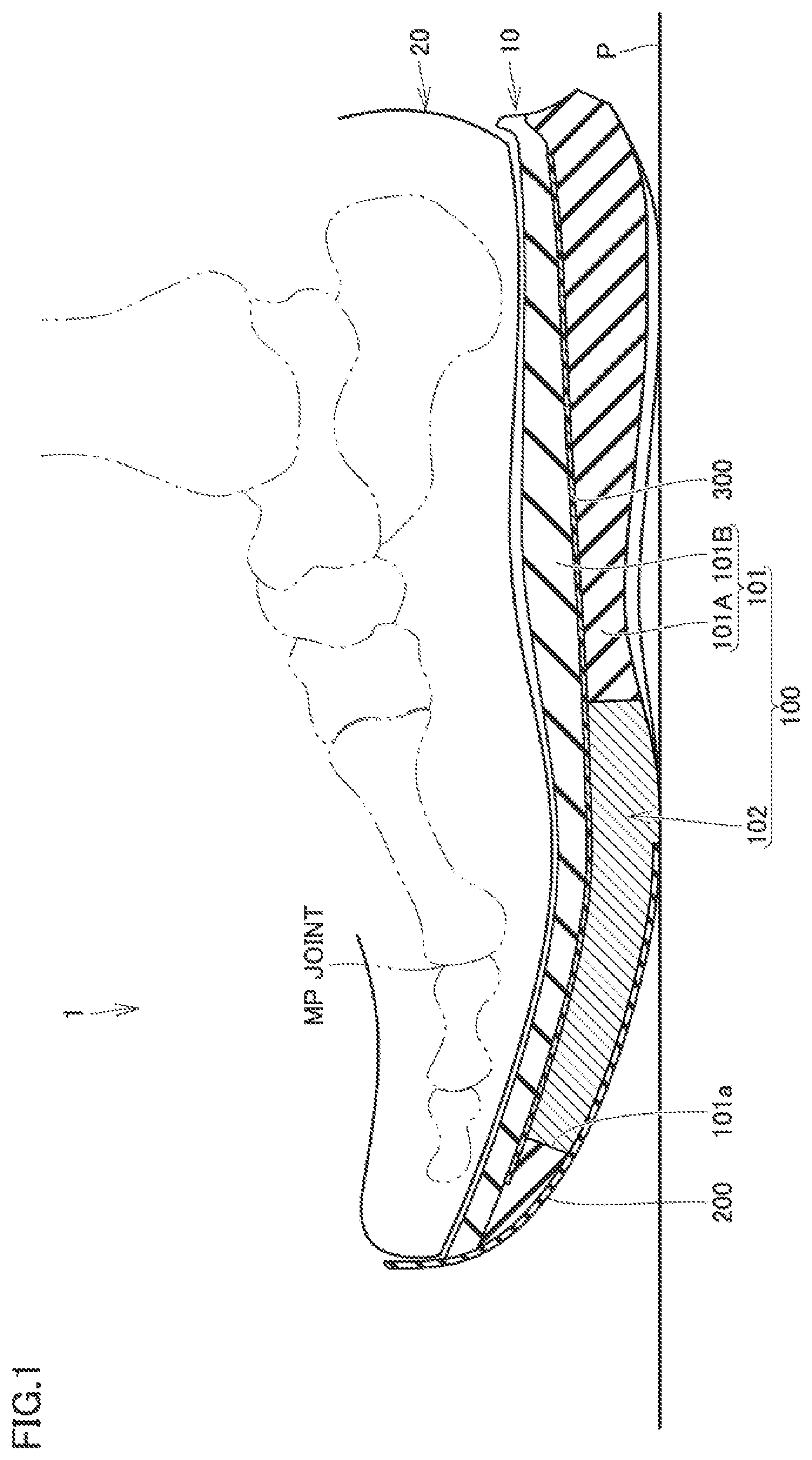 Patent US12569029 — Sole and shoe — Figure 1