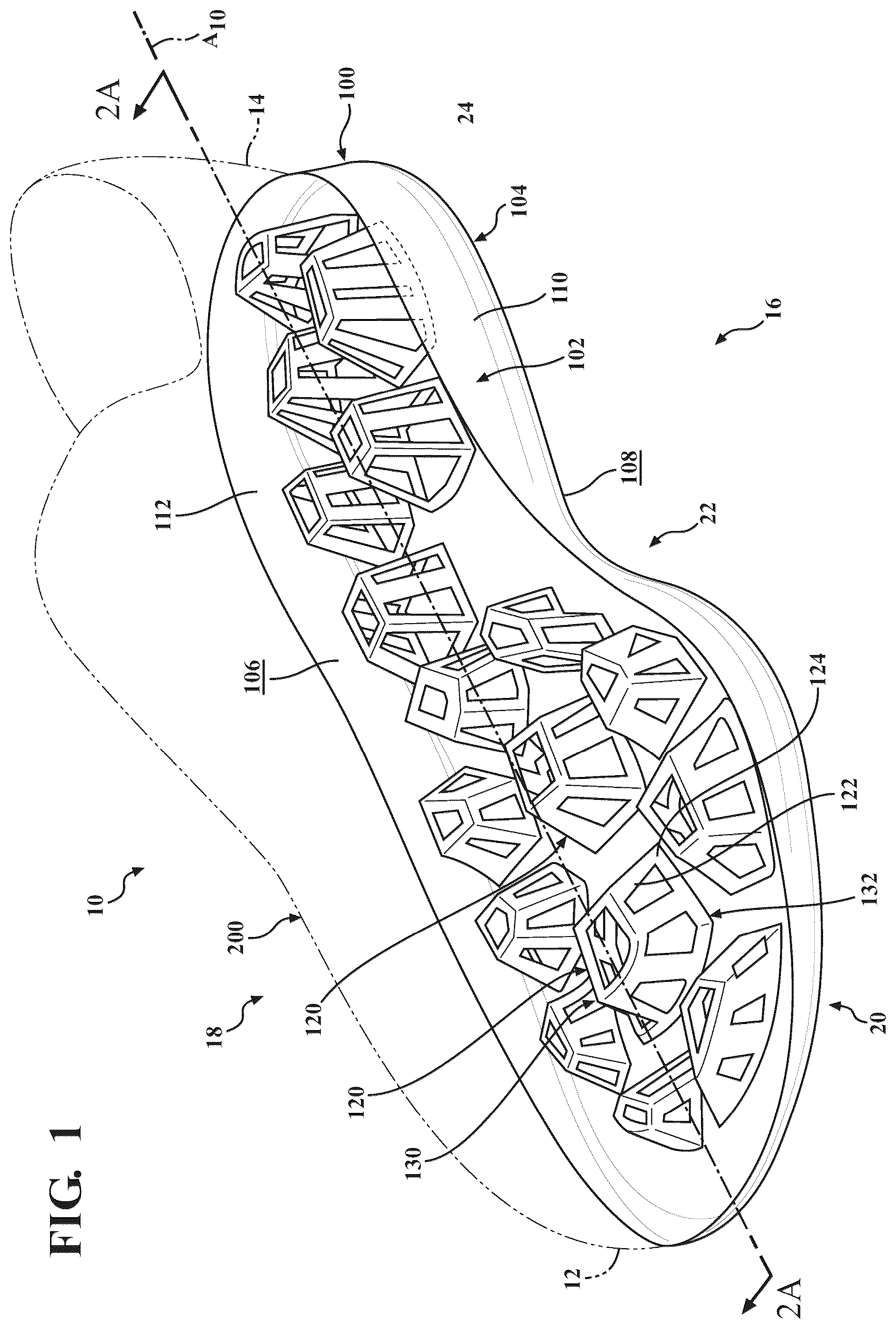 Patent US12569033 — Cushioning structure for article of footwear — Figure 1