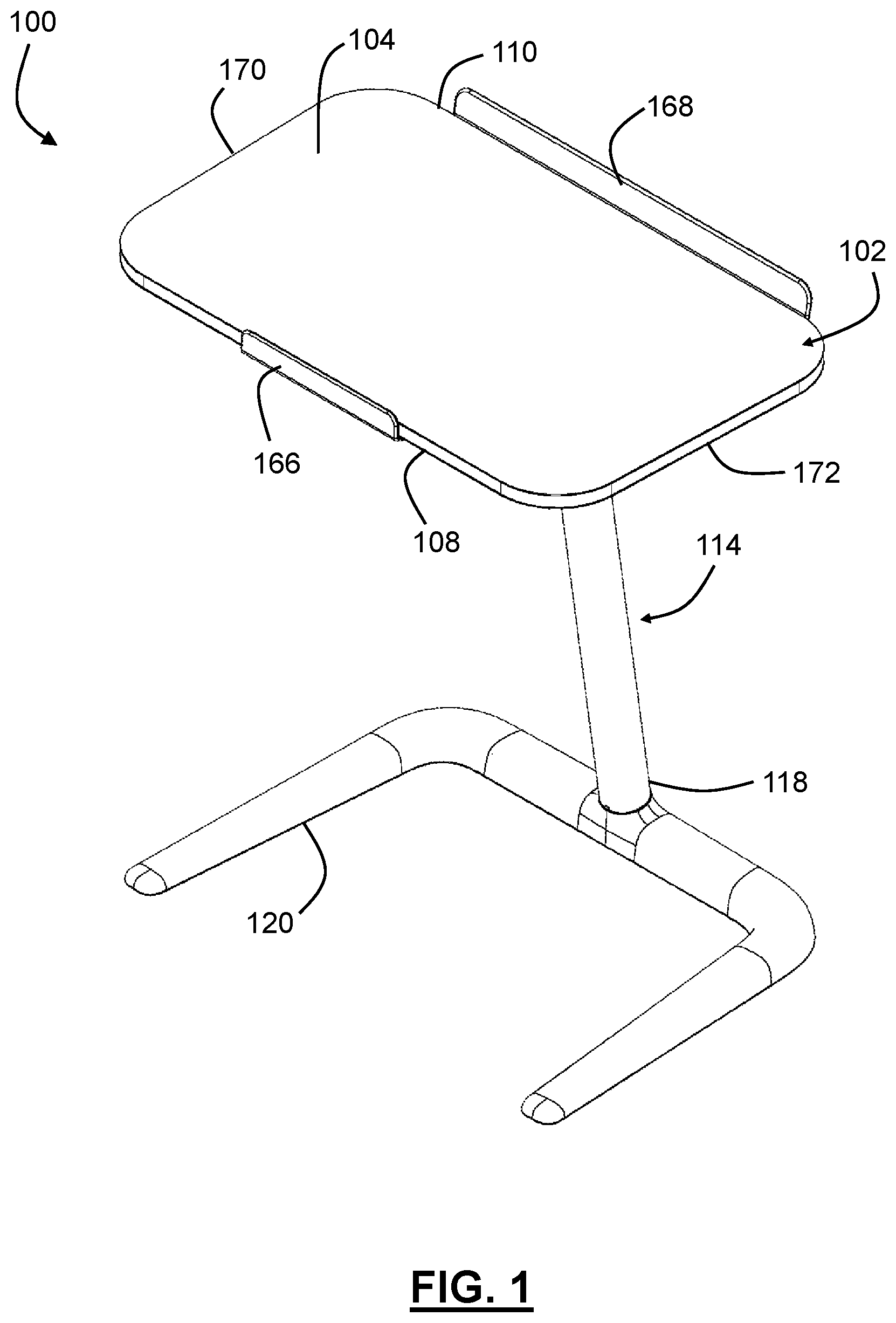Patent US12569059 — Workstation with tilt-adjustable tabletop — Figure 1