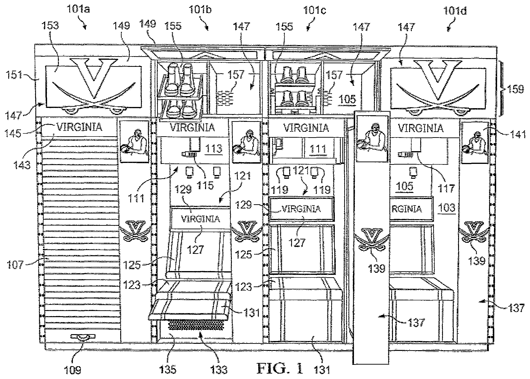 Patent US12569062 — Locker with reclining seat and roll-up door — Figure 1