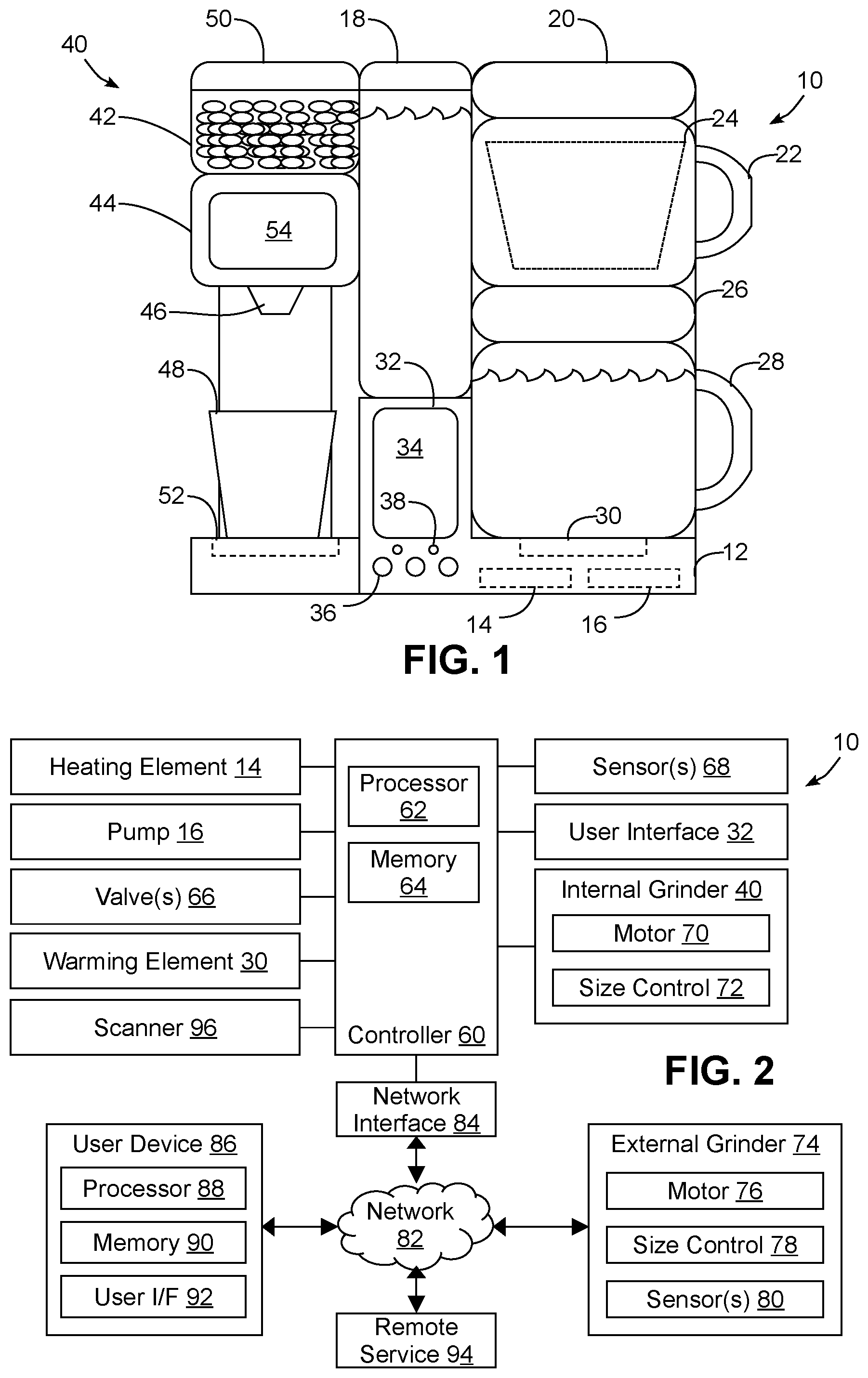 Patent US12569085 Figure 1 – Density-based coffee roast level characterization and/or dynamic coffee grinder control