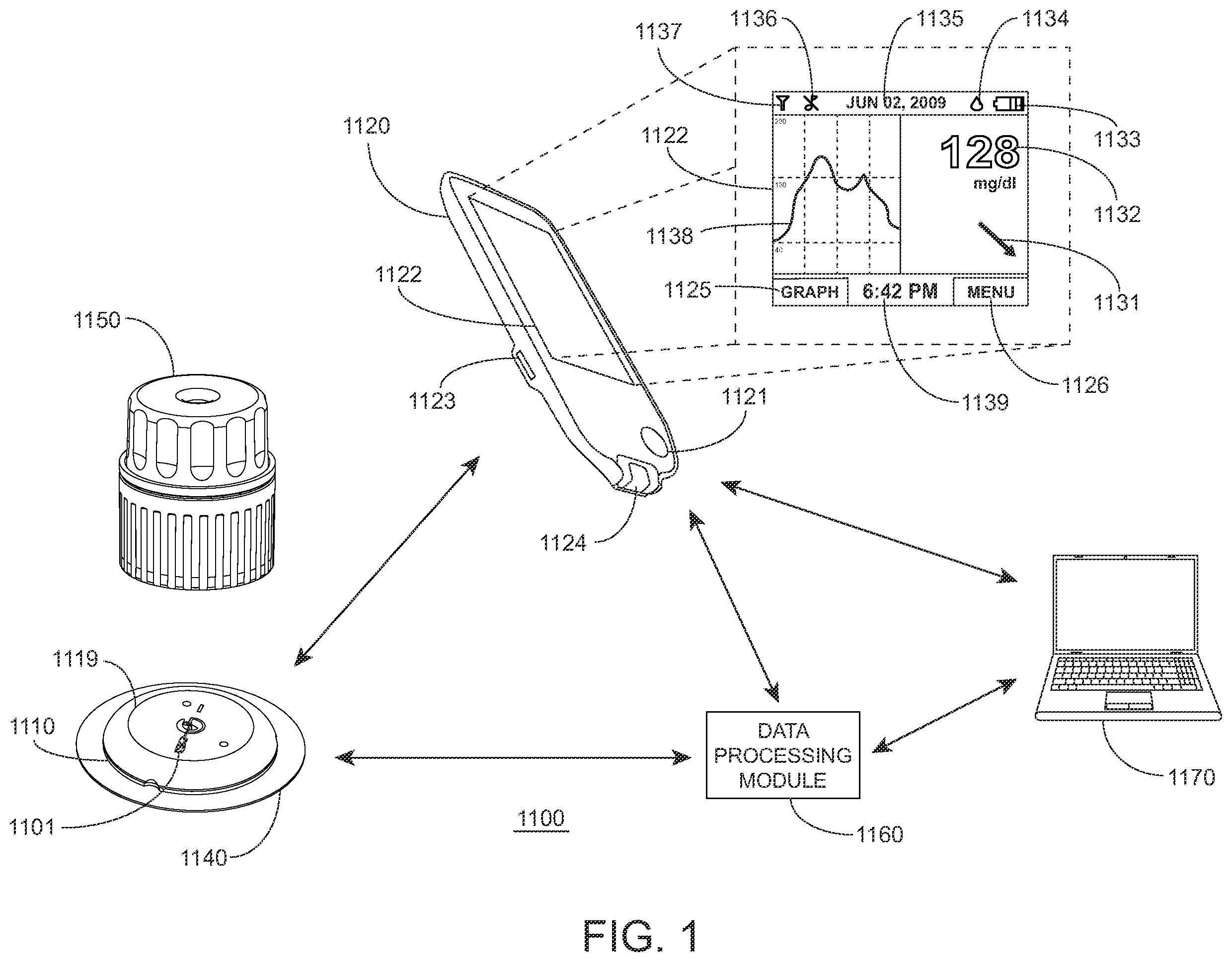 Patent US12569172 — Devices, systems, and methods associated with analyte monitoring devices and devices incorporating the same — Figure 1