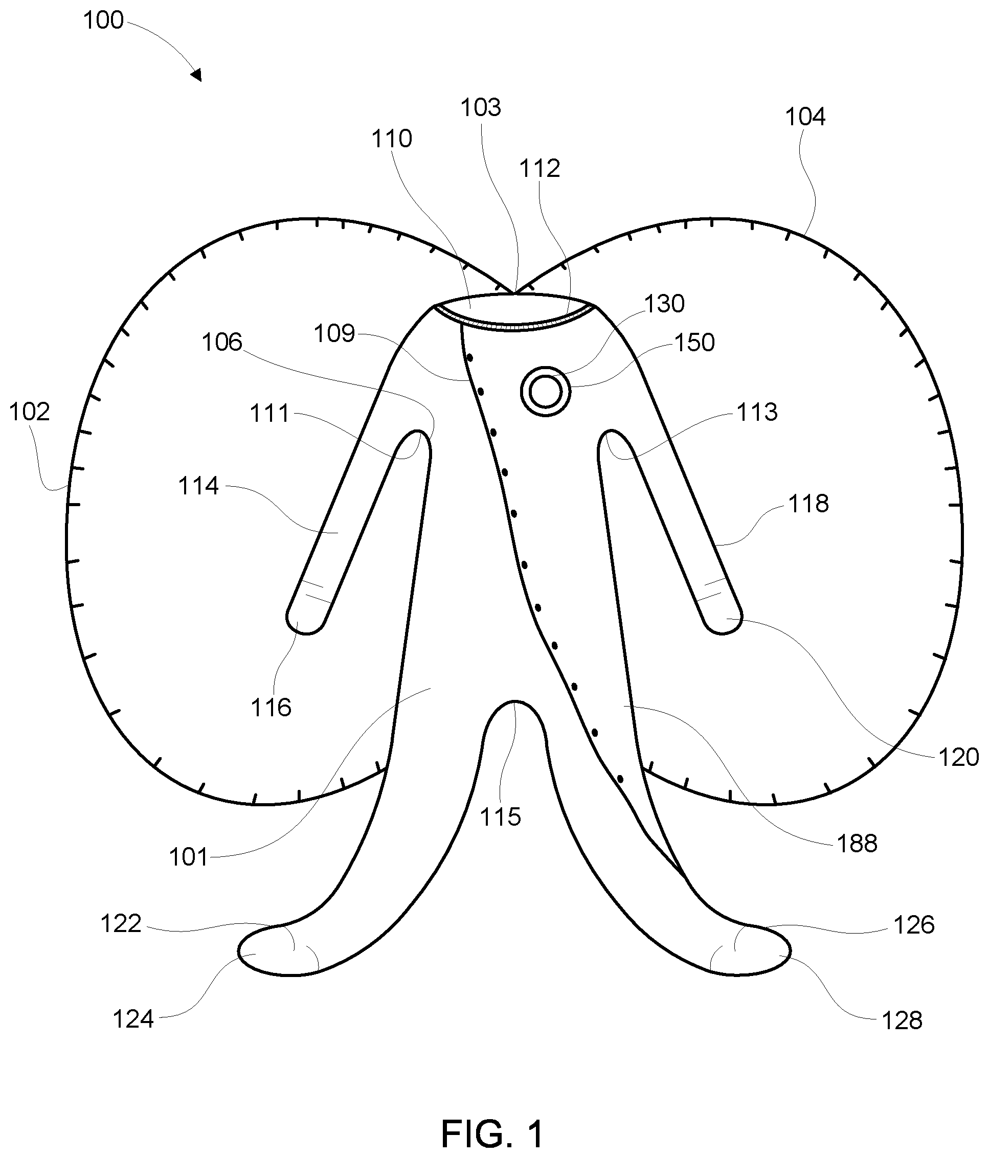 Patent US12569197 Figure 1 – Methods and apparatus for a baby monitoring garment