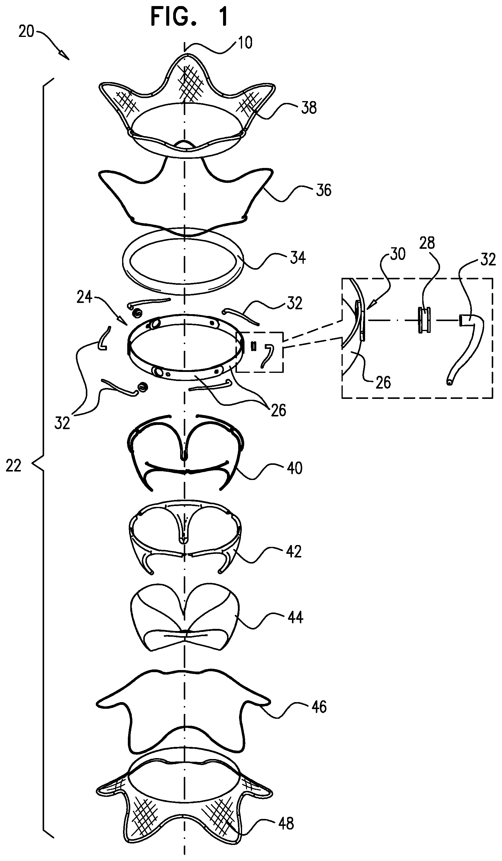 Patent US12569335 — Prosthetic heart valve with frames — Figure 1