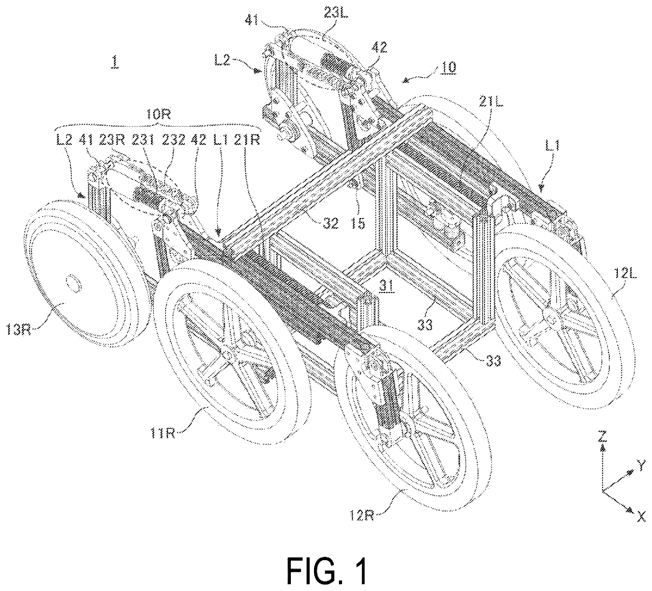 Patent US12569382 — Mobility support device with step climbing mechanism — Figure 1