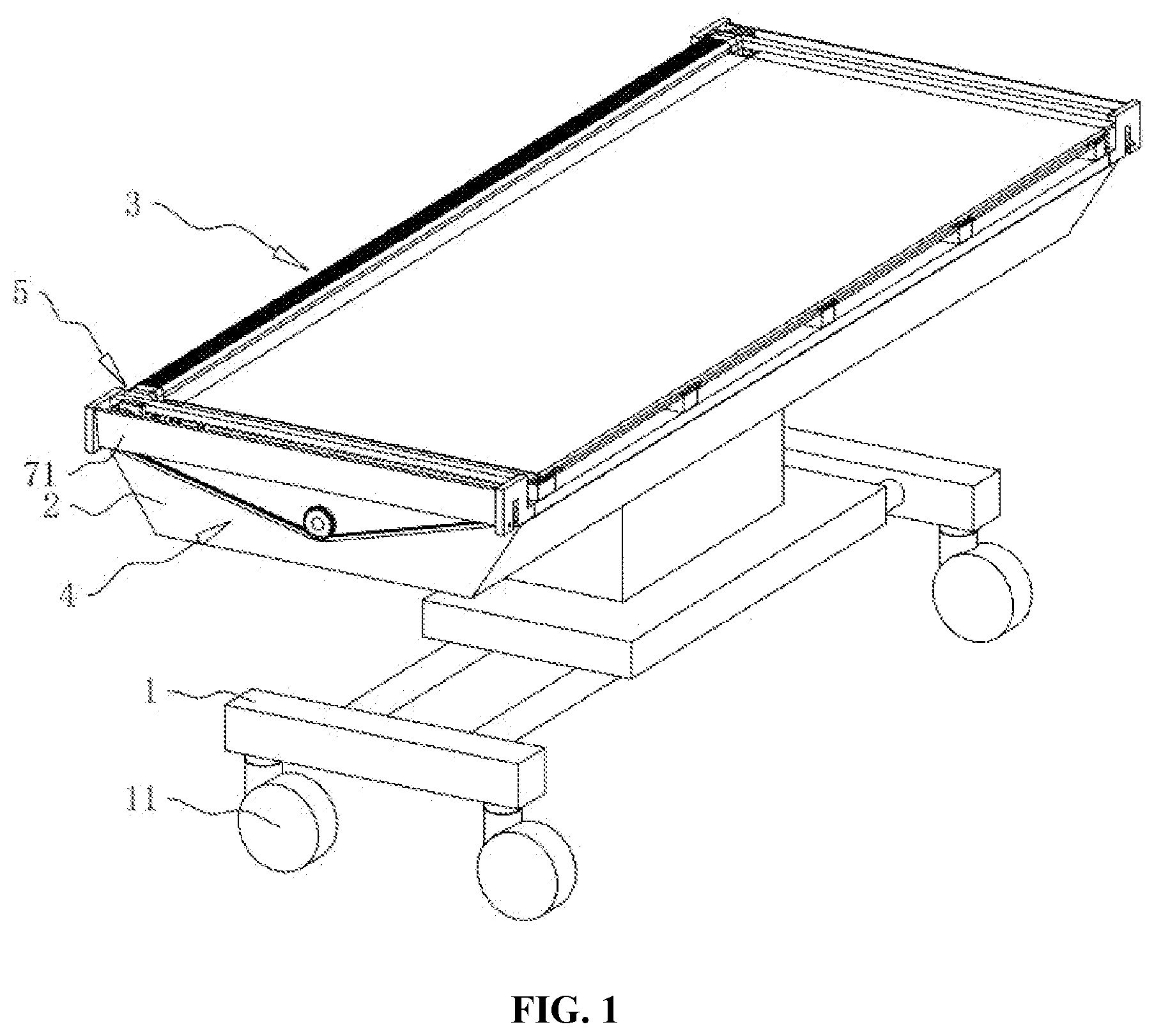 Patent US12569386 — Medical transfer bed — Figure 1