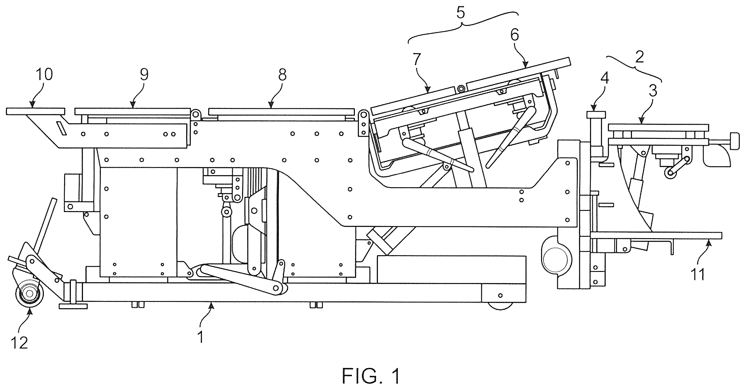 Patent US12569388 Figure 1 – Adjustable table and related methods