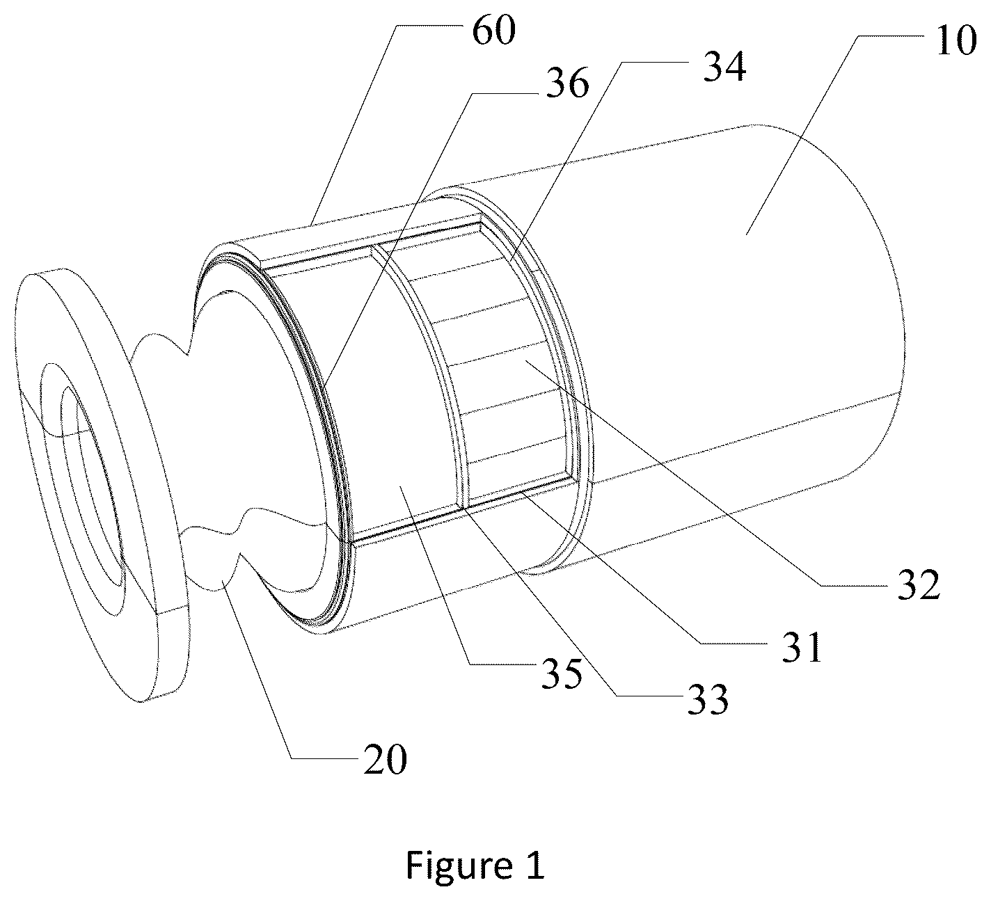 Patent US12569394 — Reciprocating linear movement massaging apparatus — Figure 1