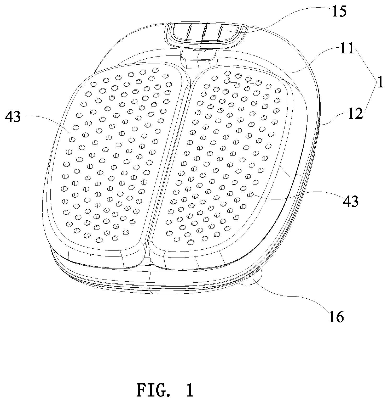 Patent US12569399 Figure 1 – Massage machine