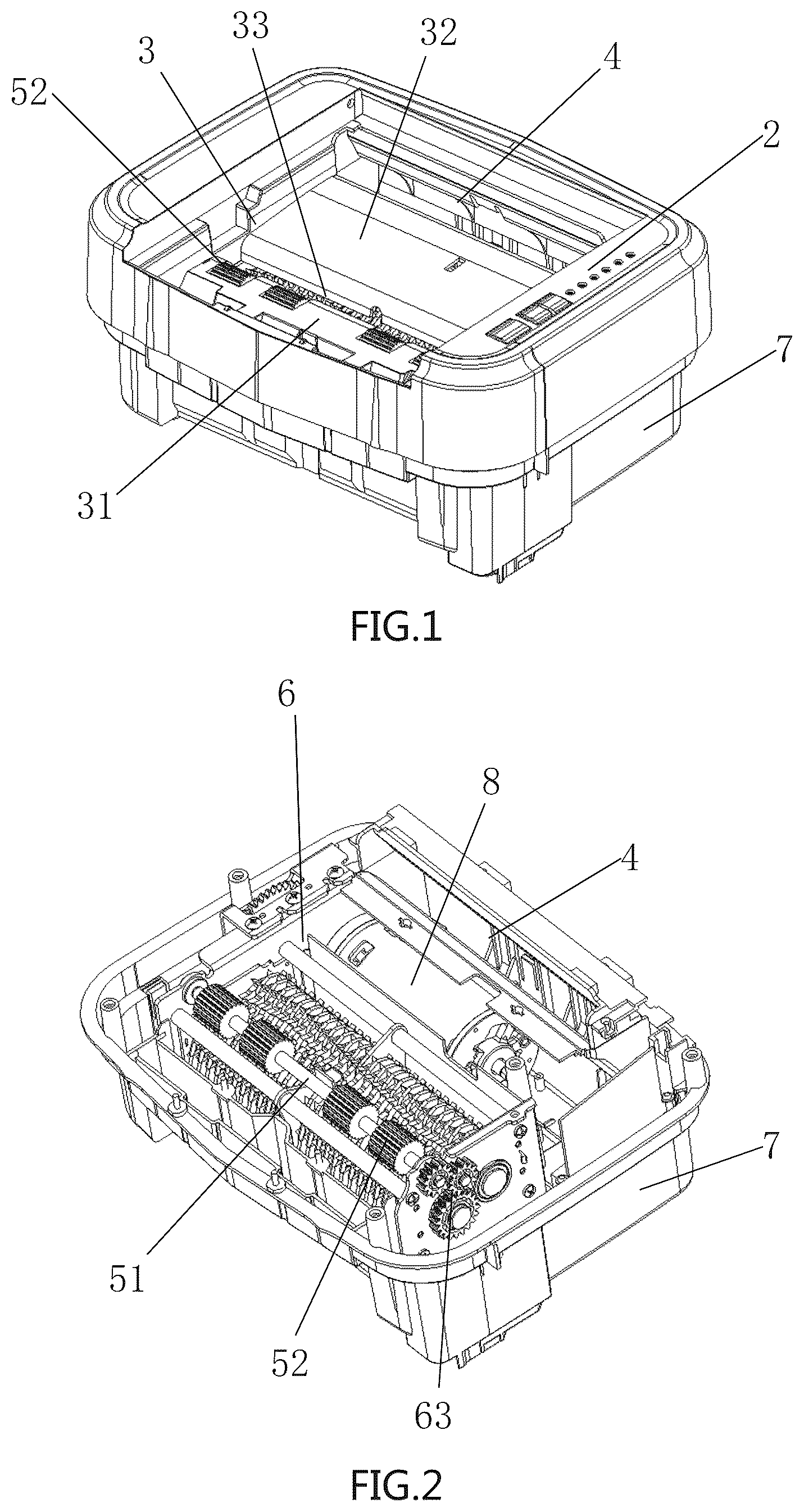 Patent US12569858 Figure 1 – Paper shredder capable of feeding paper laterally