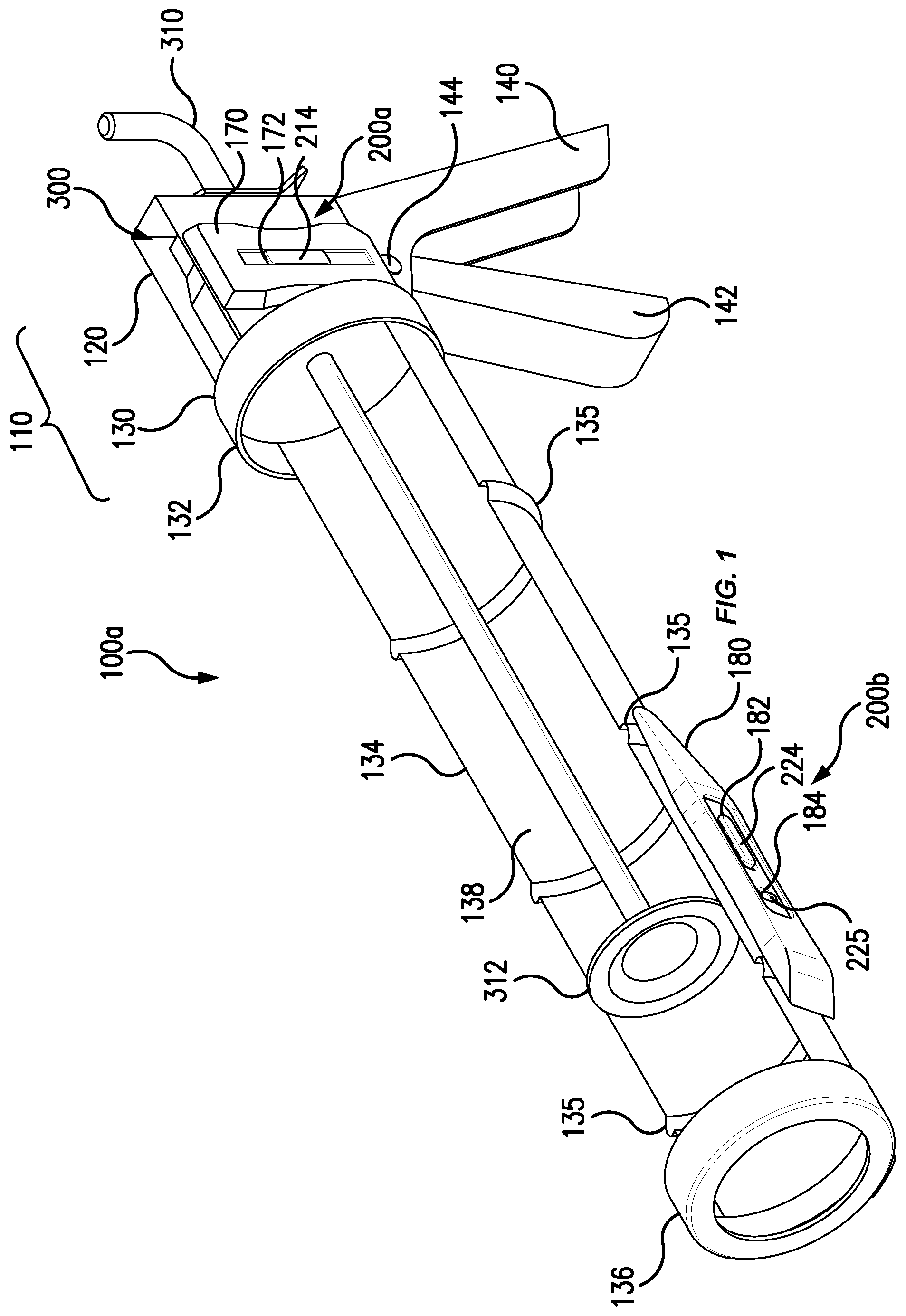 Patent US12569874 Figure 1 – Dispensing gun with onboard accessory tool stowage system