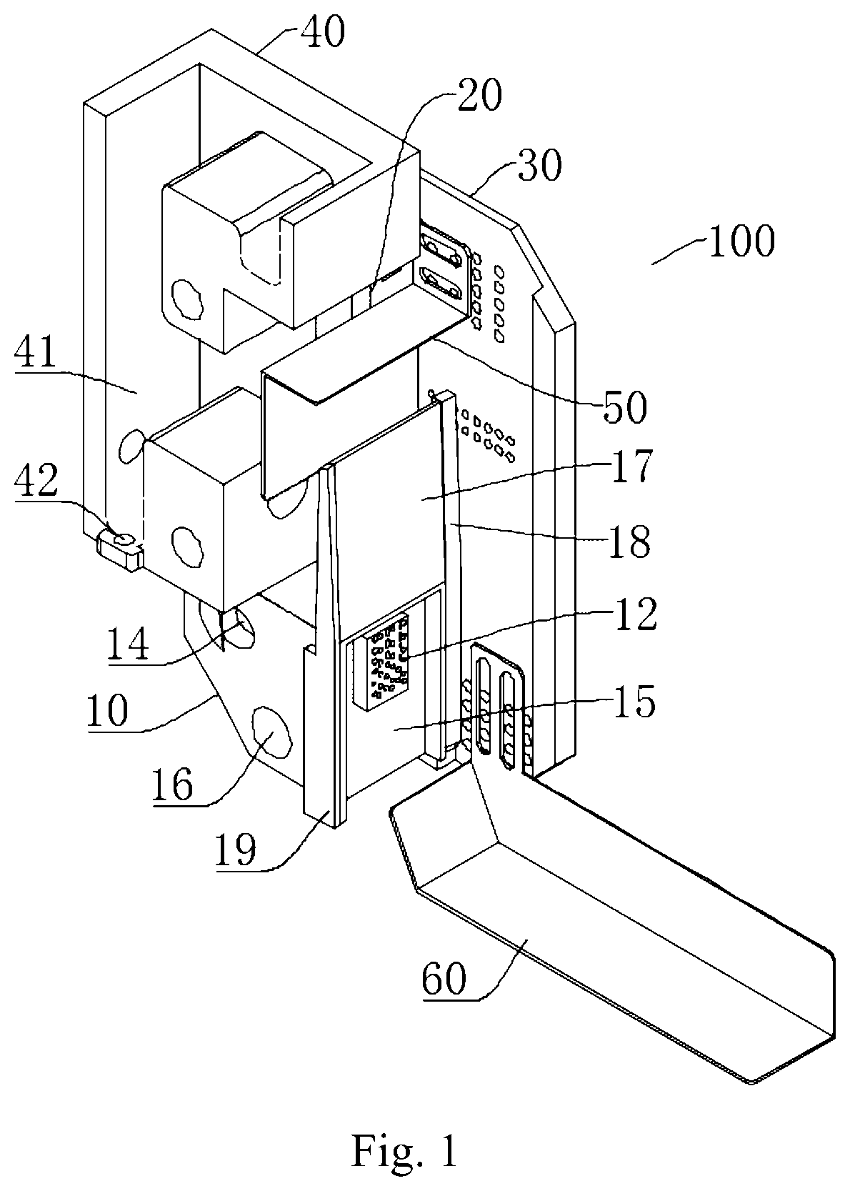 Patent US12569888 — Cleaning device for net monitor and slicer — Figure 1