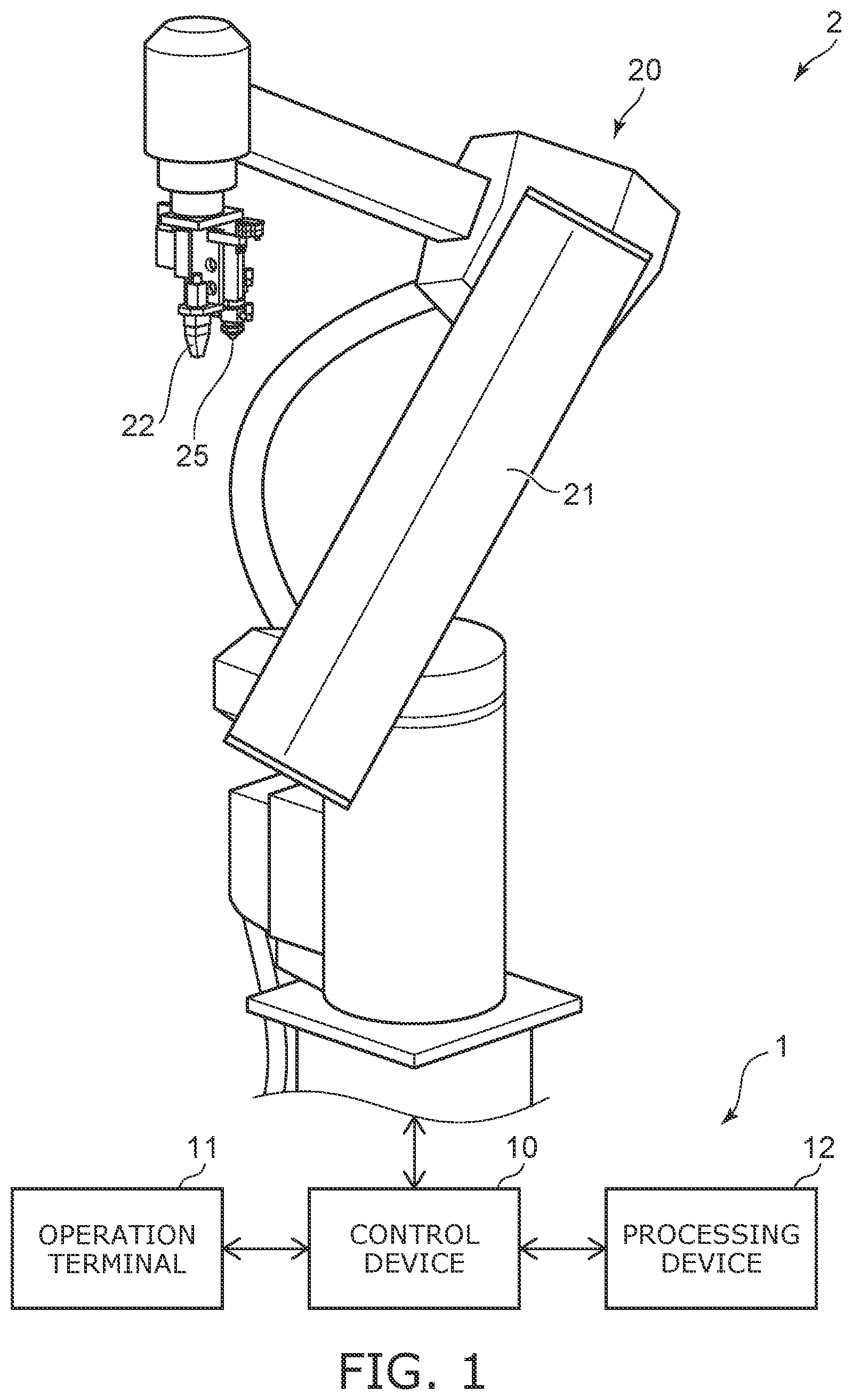 Patent US12569939 — Processing system, robot system, control device, teaching method, and storage medium — Figure 1