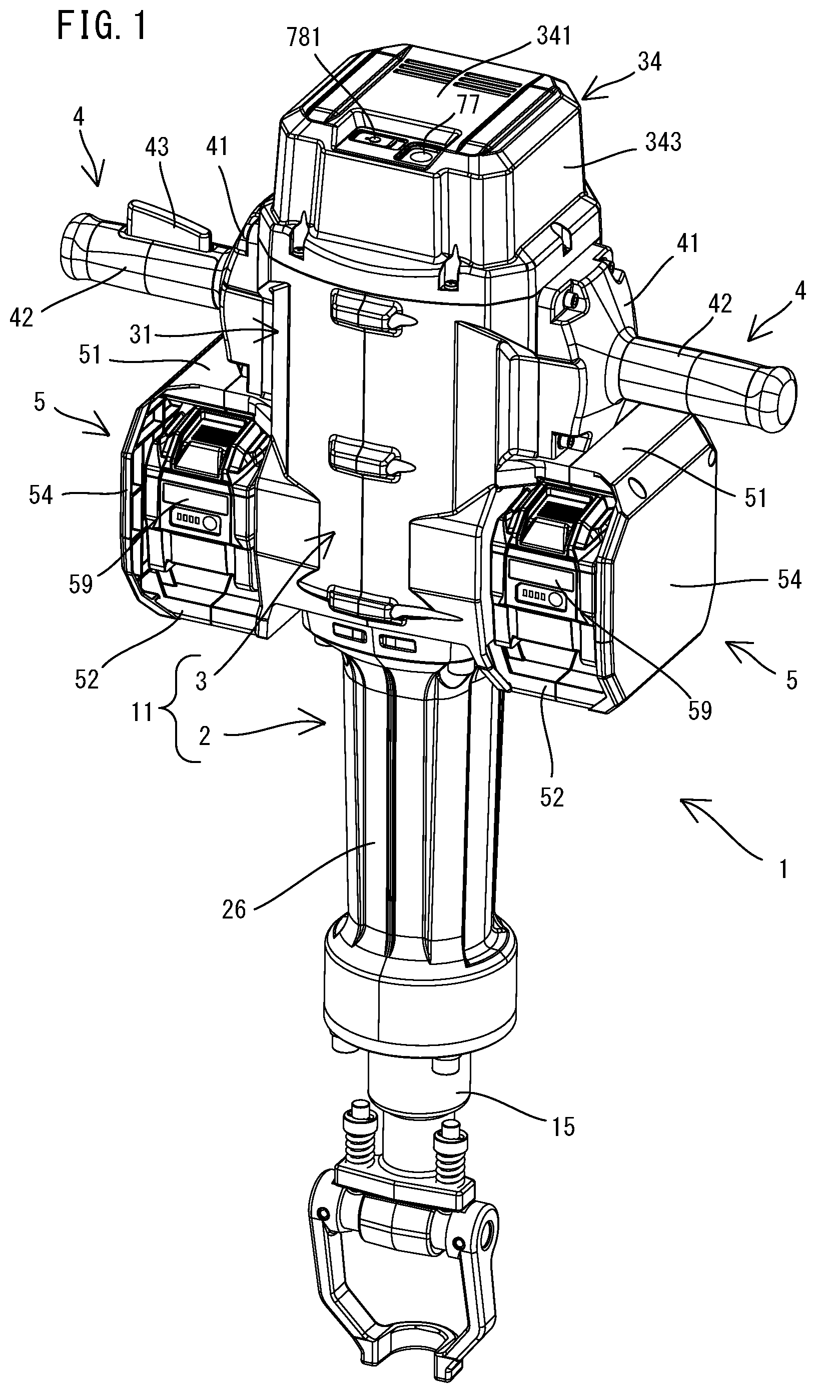 Patent US12569970 — Power tool having hammer mechanism — Figure 1